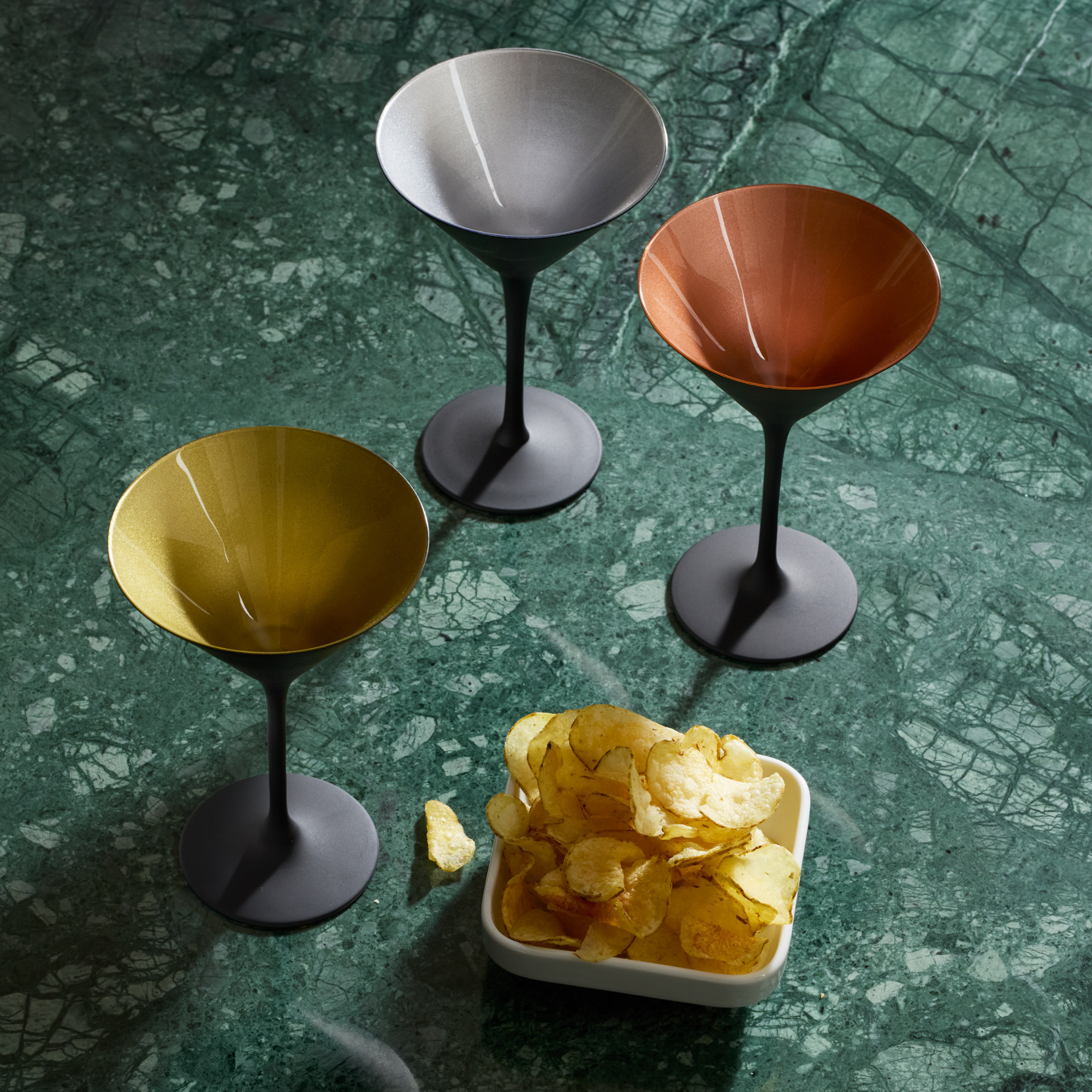 Cocktail Glass Black/Bronze Elements Set of 6