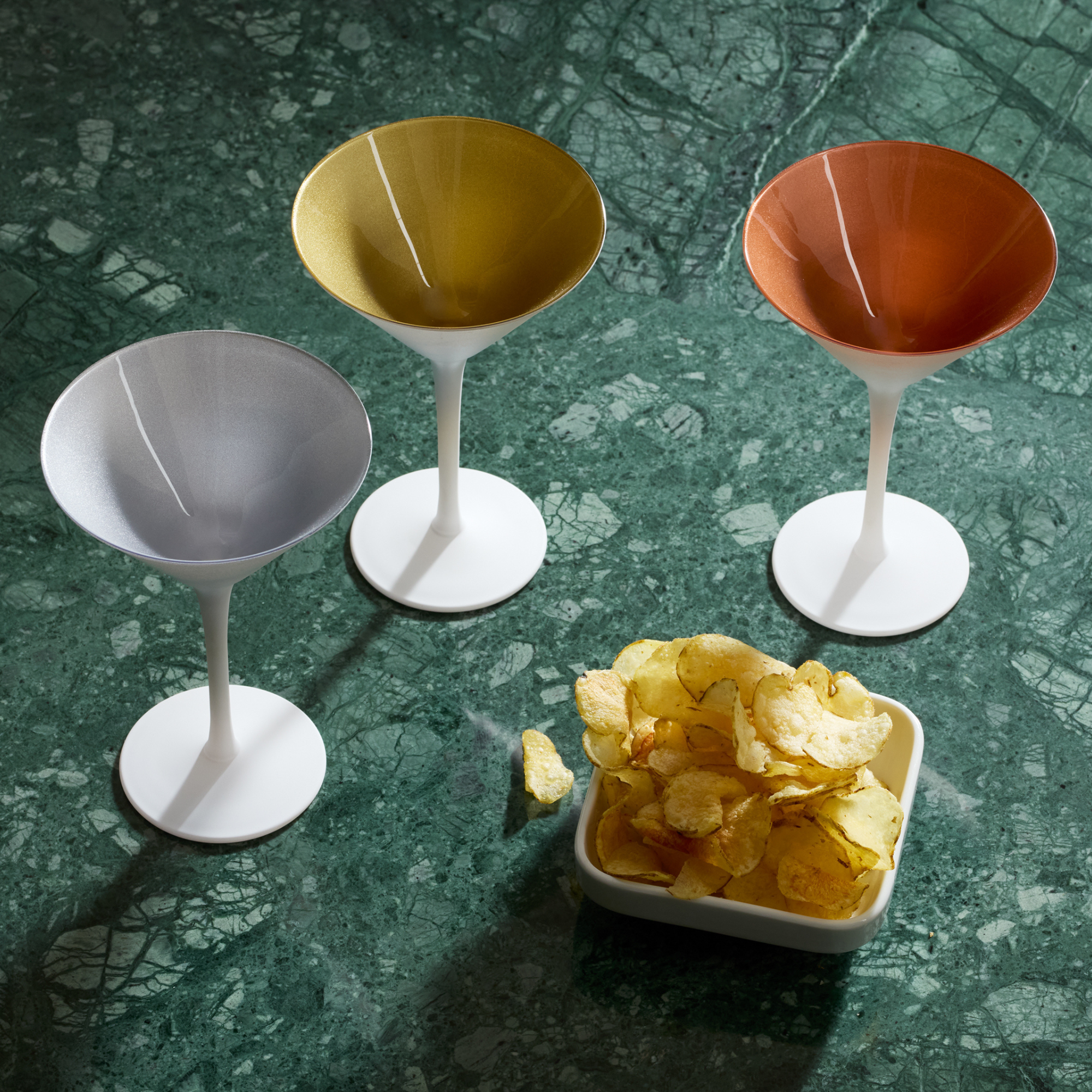 Cocktail Glass White/Gold Elements Set of 6