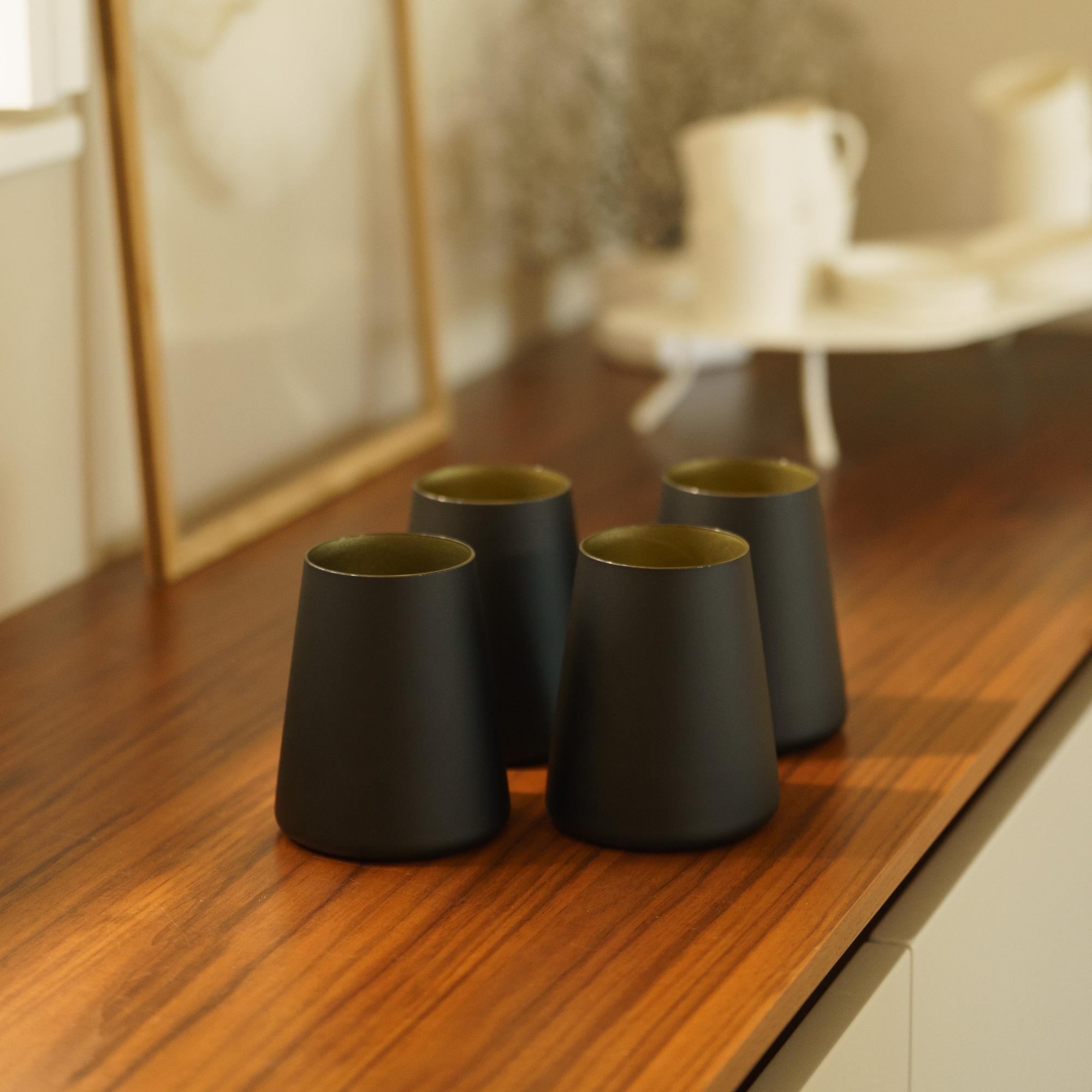 Vaso negro/dorado Power set de 6
