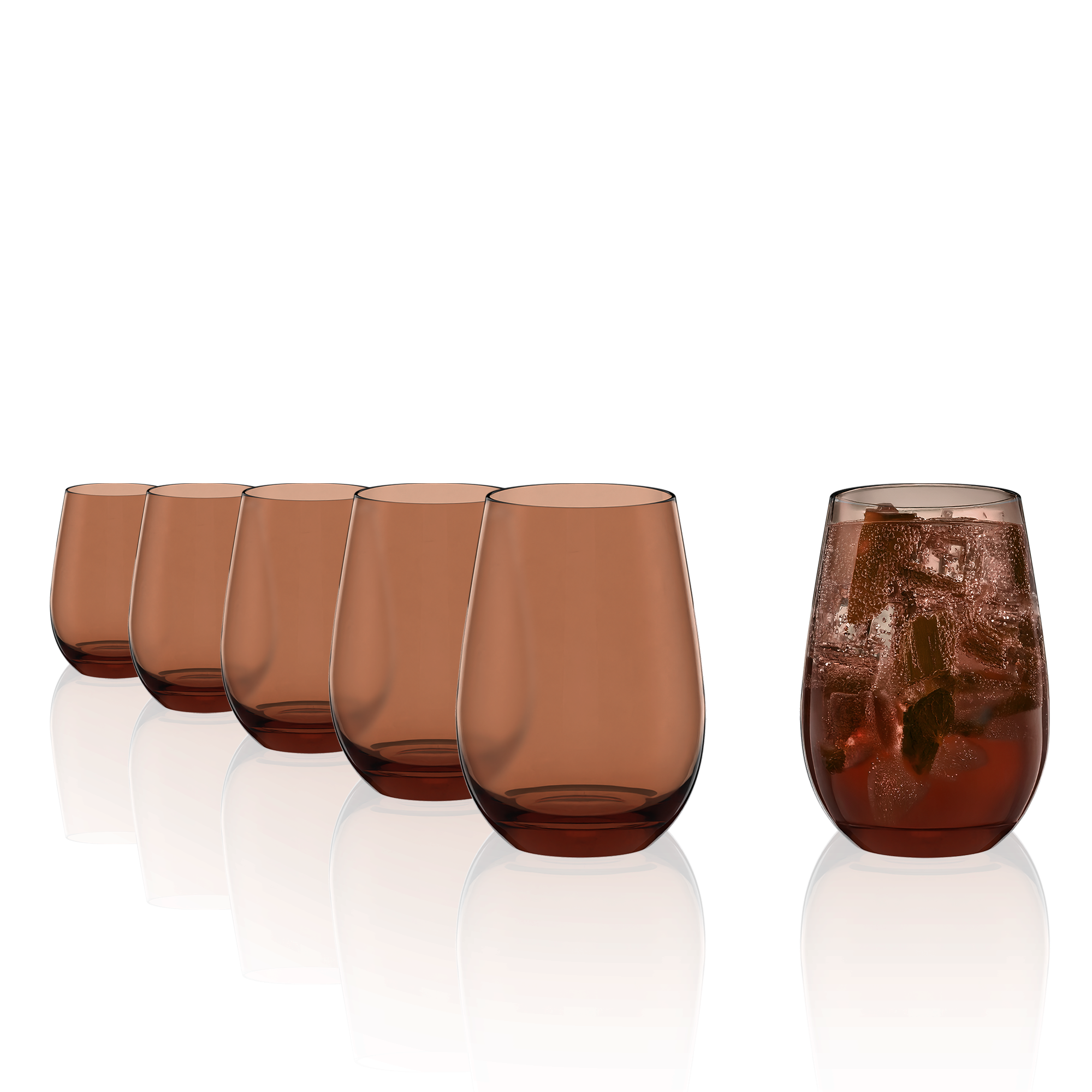 Becher Braun Elements Set aus hochwertigem Glas mit geschwungenem Design für stilvolle Getränke