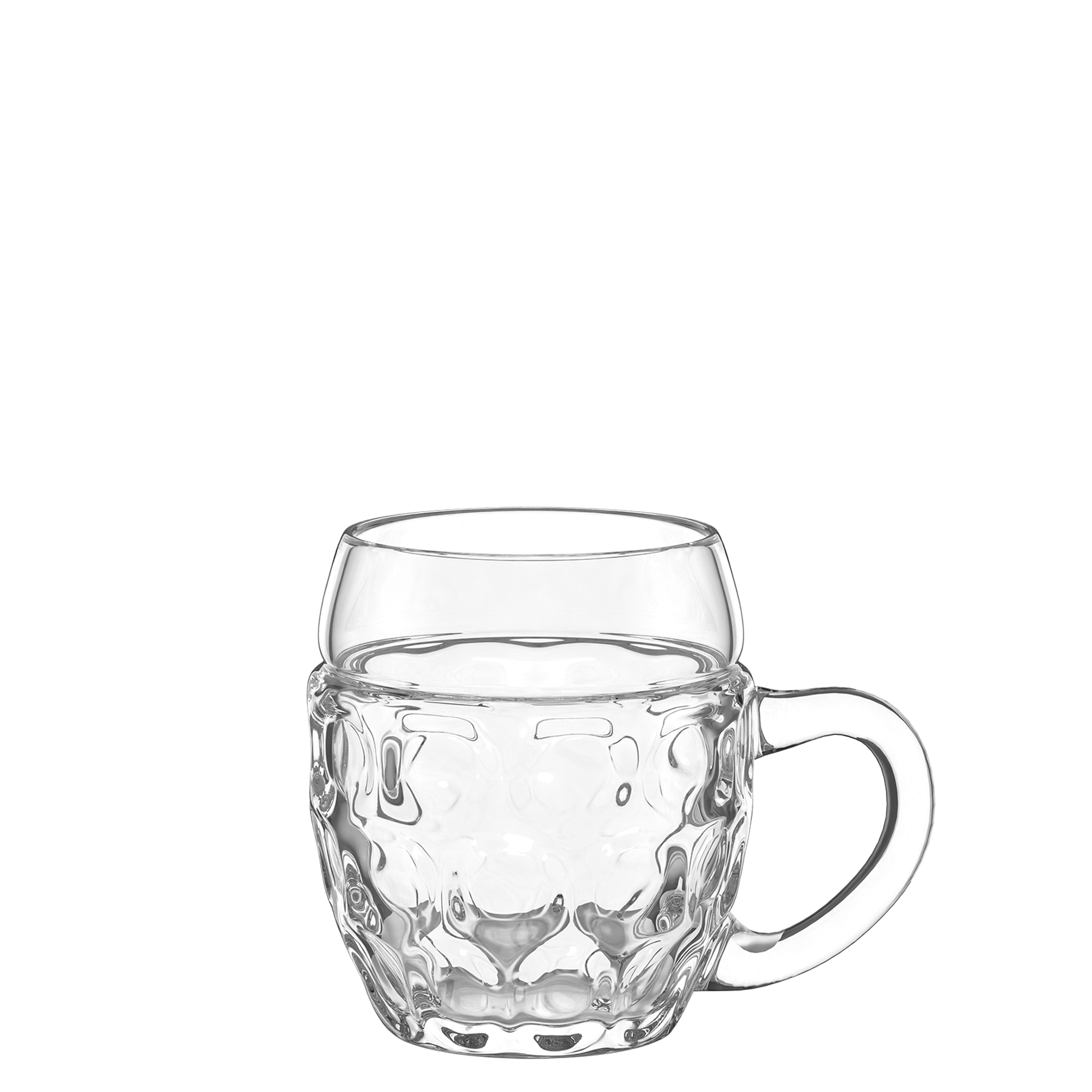 Klarer Bierkrug von Oberglas Tübinger kaufen mit traditioneller Form und stabiler Henkelstruktur