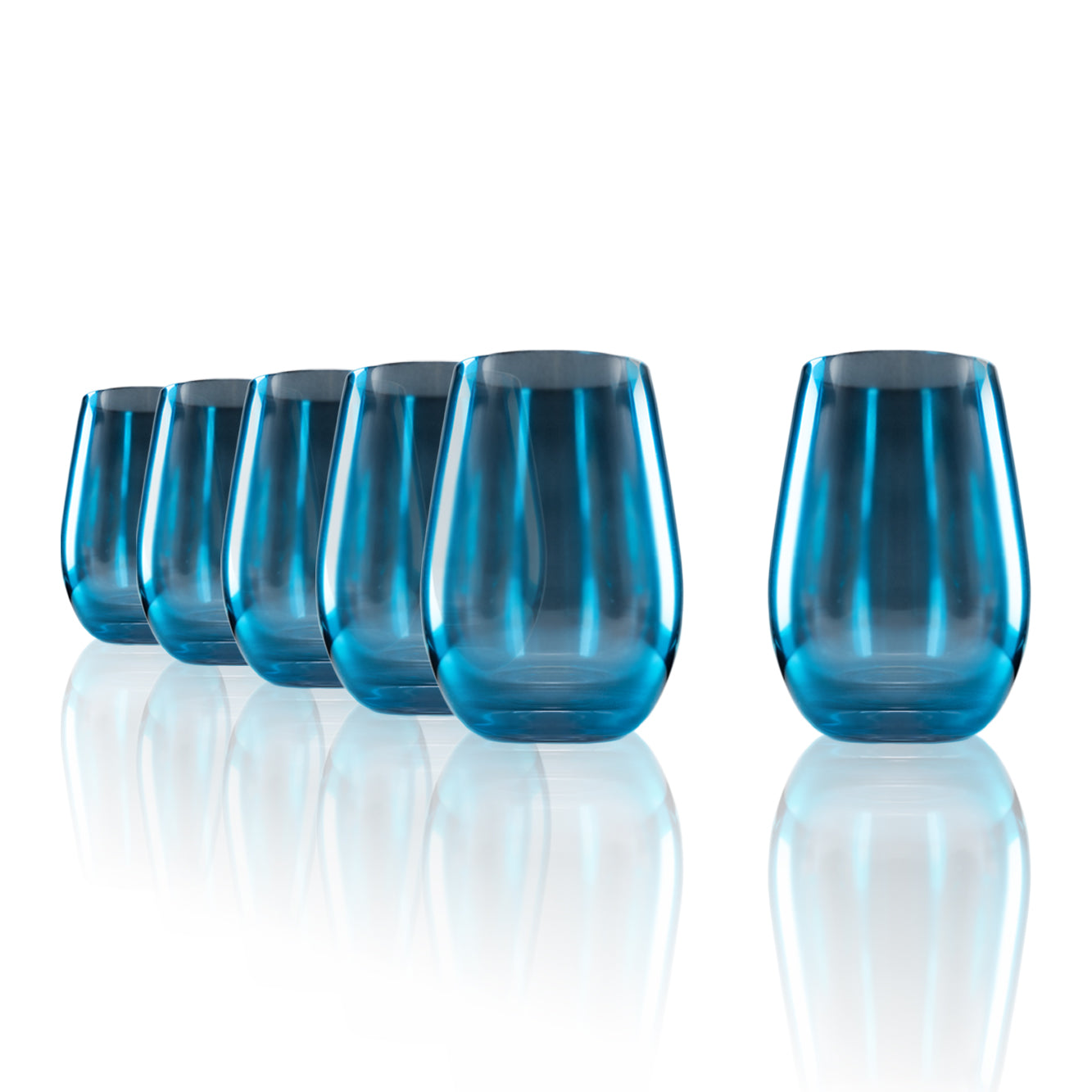 Long Drink Tumbler Blue Mirror Set of 6