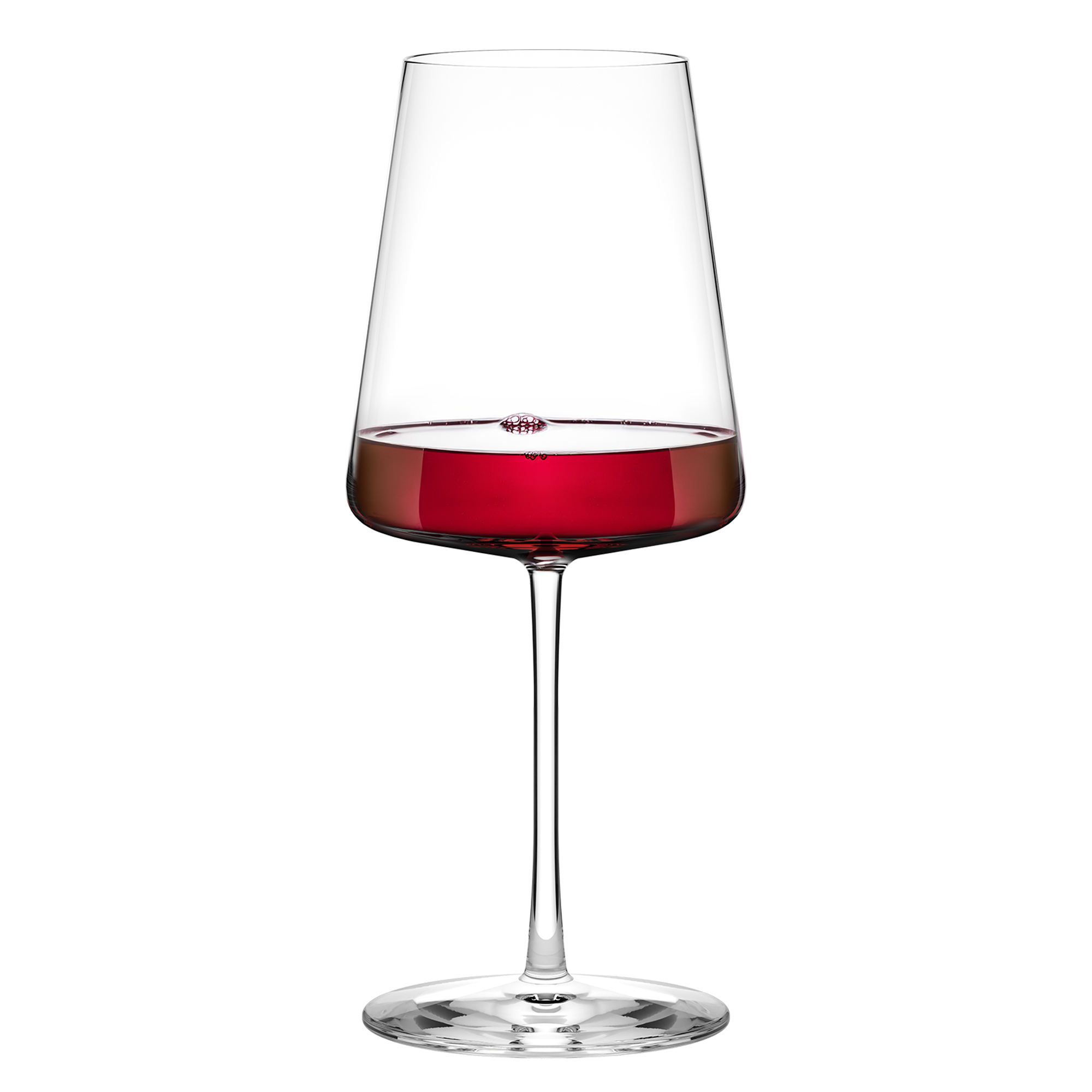 Eleganter Bordeauxkelche Power Kollektion von Stölzle Lausitz mit rotem Wein gefüllt.