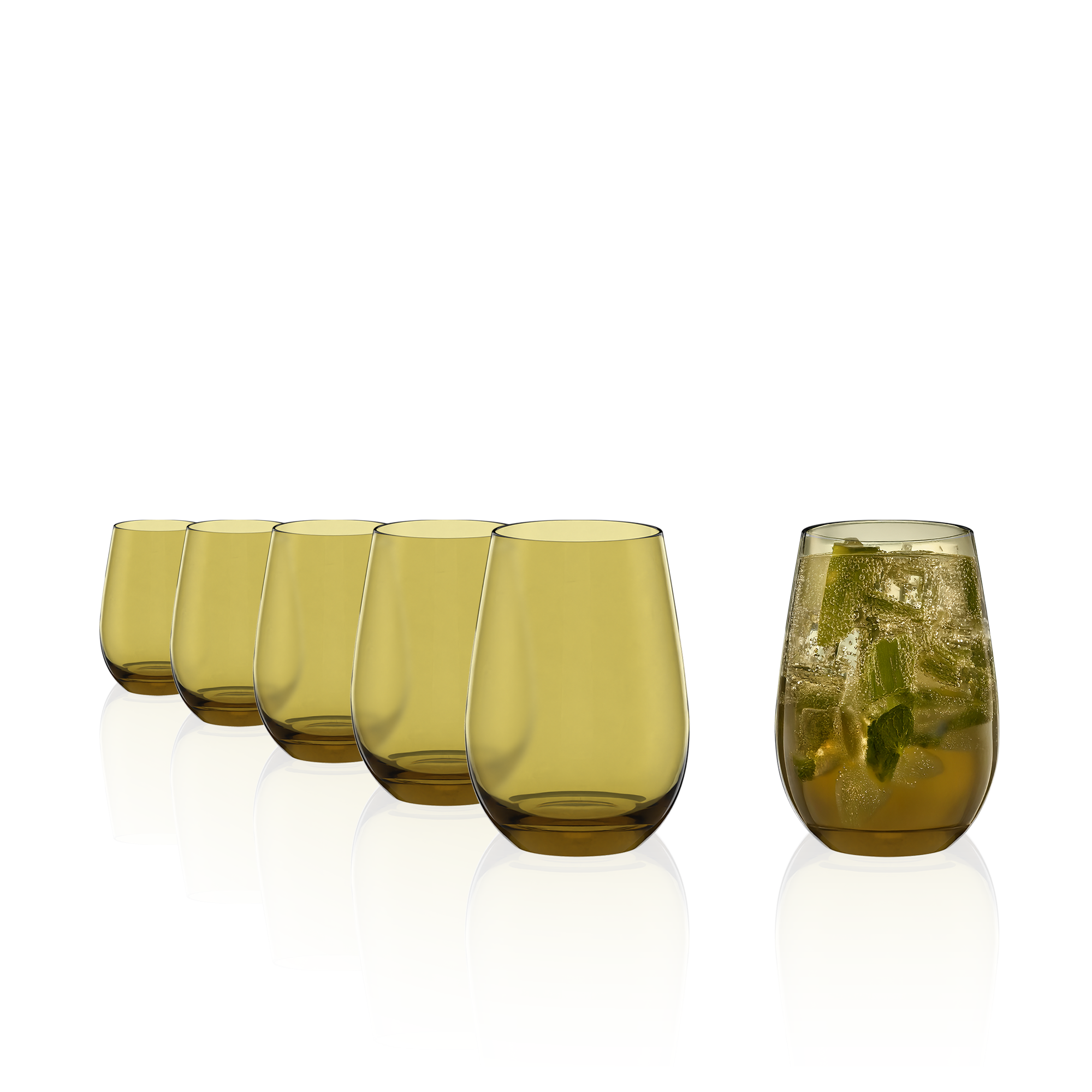 Set von bruchsicheren Kinderbechern in grünem Glas für sichere und stilvolle Getränke für Kinder