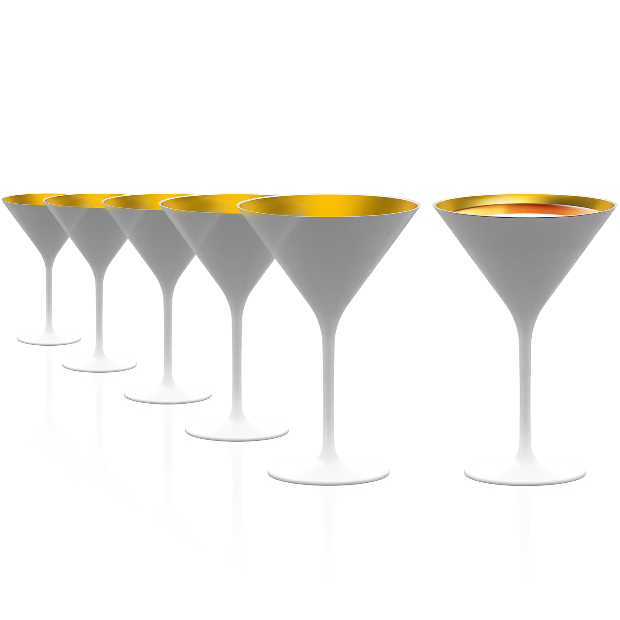 Stölzle Lausitz elegante Cocktailschalen online in Weiß mit goldenen Rändern, perfekt für Partys und besondere Anlässe
