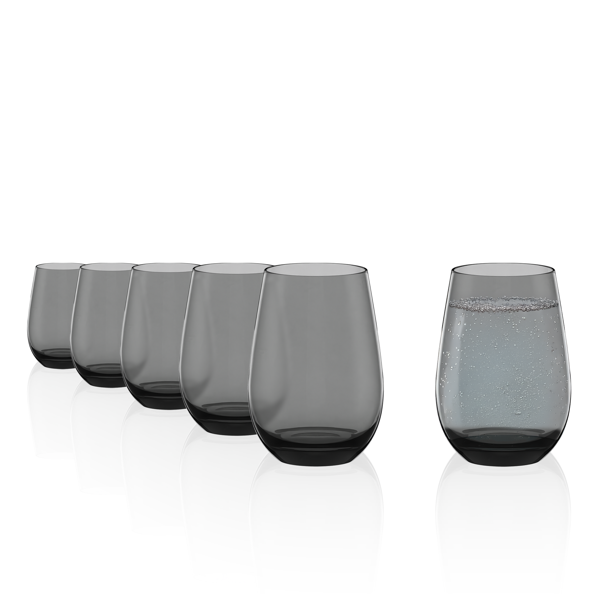 Elements Gläser 6er Set in grauem Design, ideal für stilvolle Getränkepräsentation