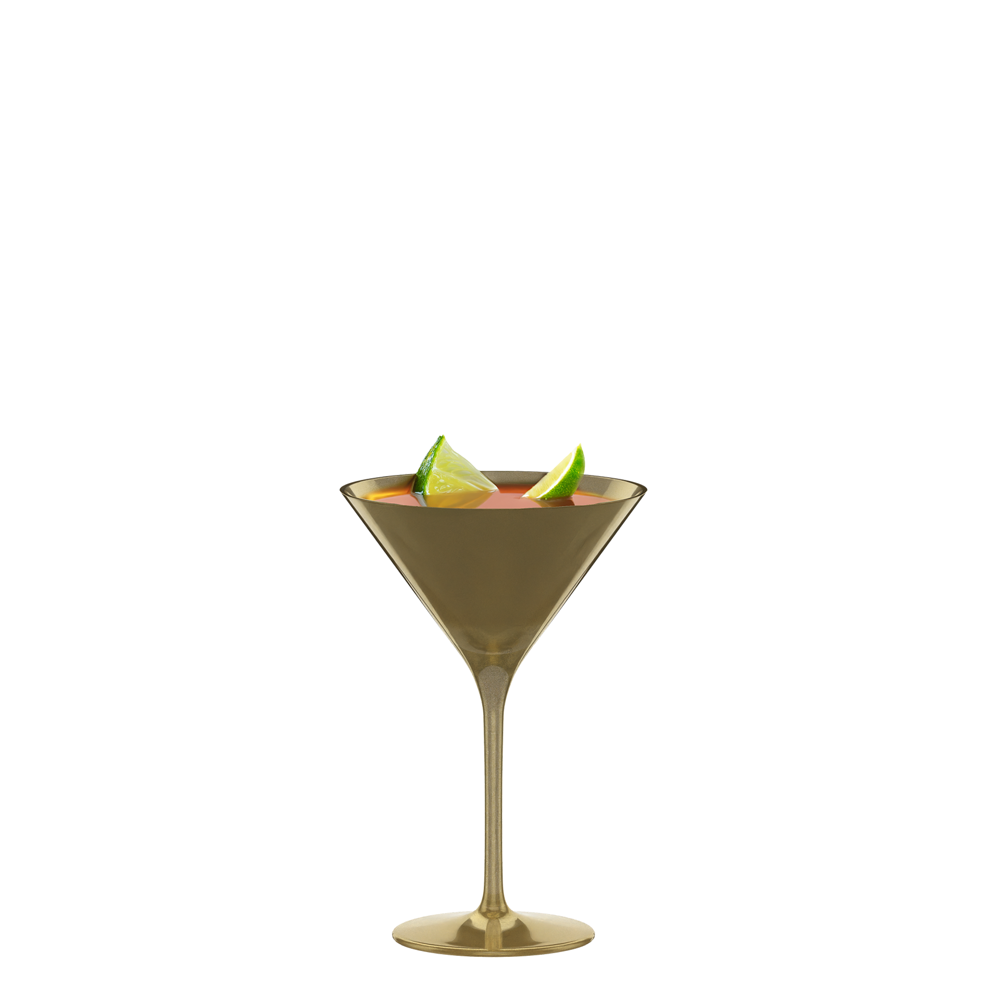Goldene Cocktailgläser Set von Stölzle Lausitz mit frischen Limettenscheiben für stilvolle Getränke