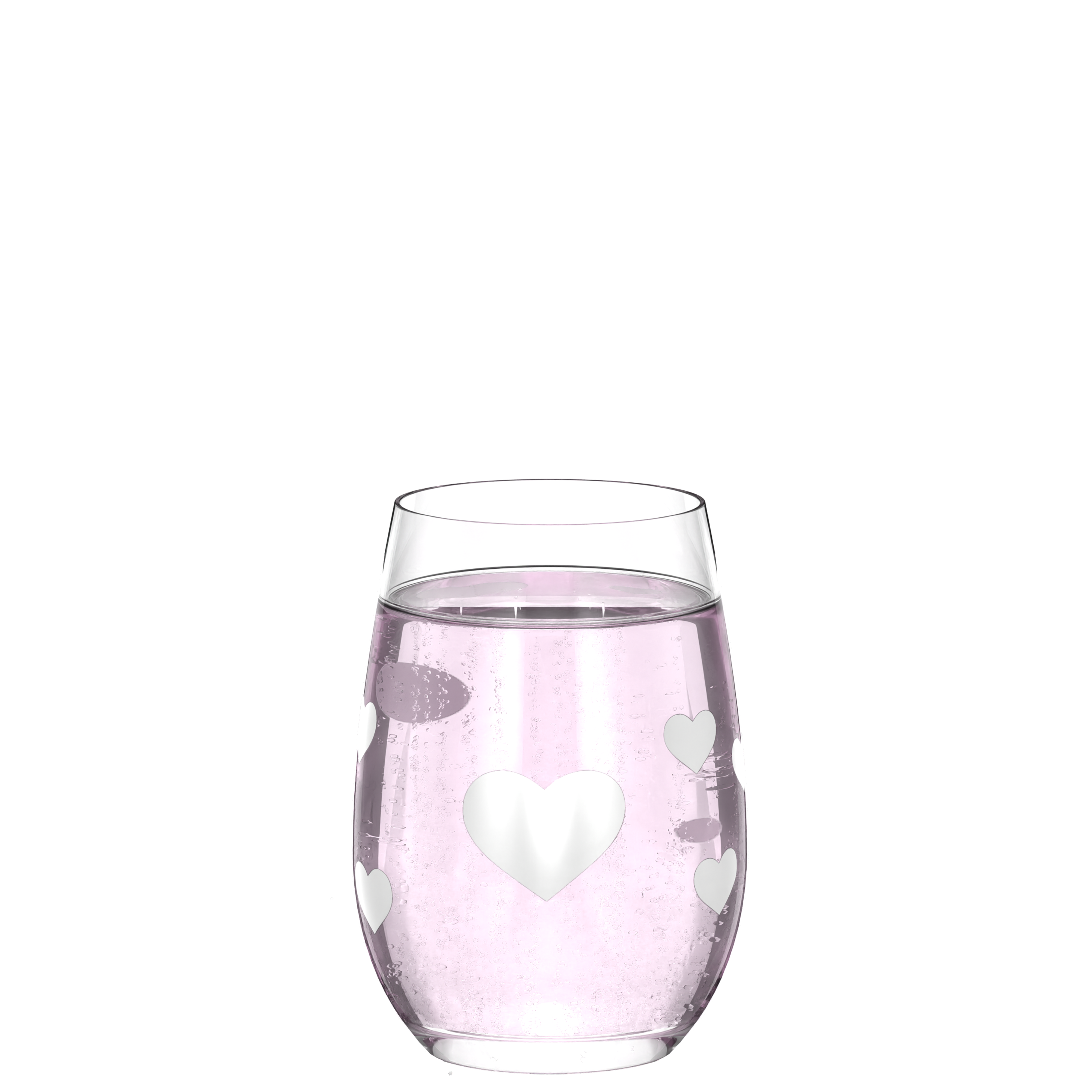 Herzmotiv Trinkglas mit transparentem Design und weißen Herzchen für stilvolles Trinken