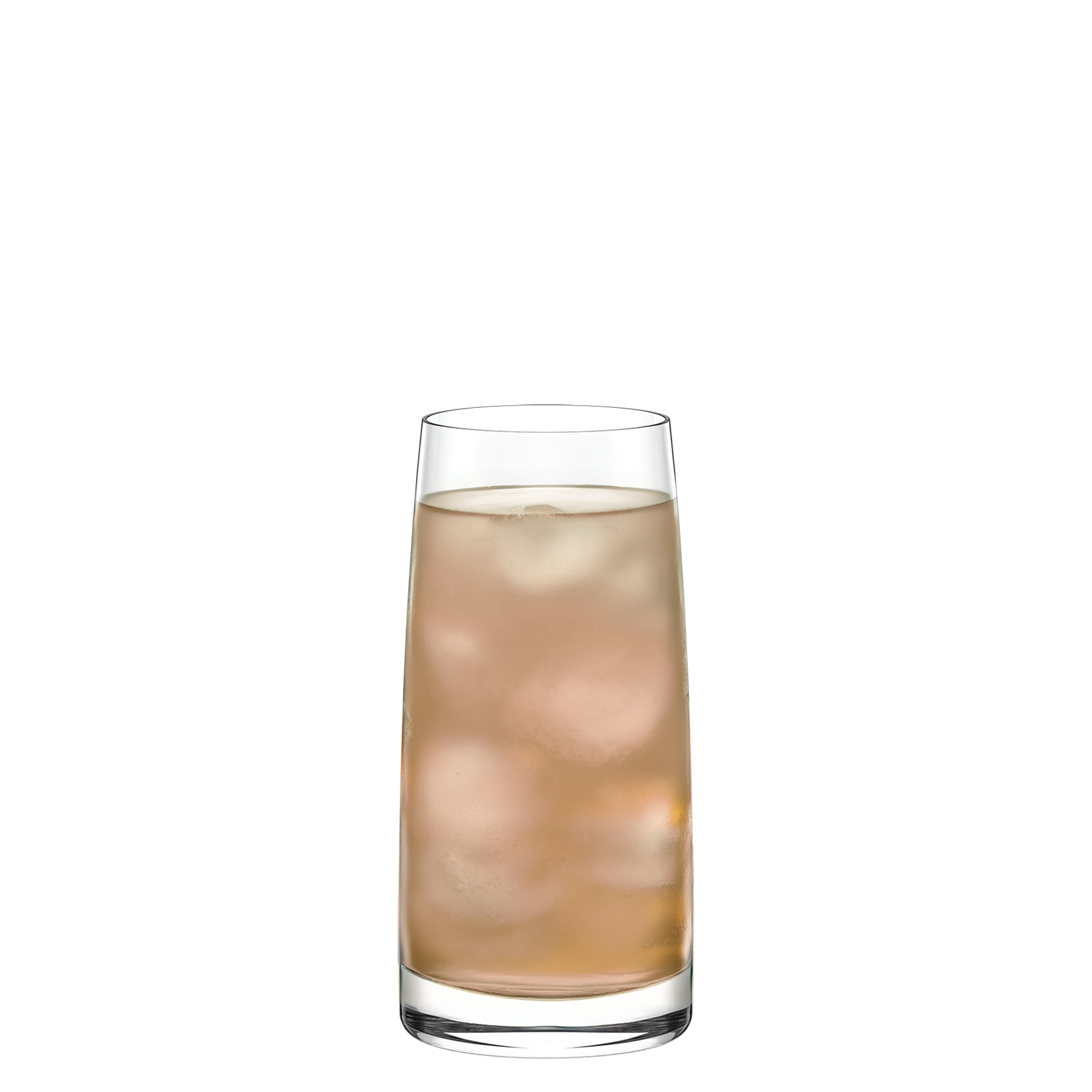 Stölzle Lausitz Highball Gläser Set mit einem Getränk und Eiswürfeln für stilvolle Cocktails
