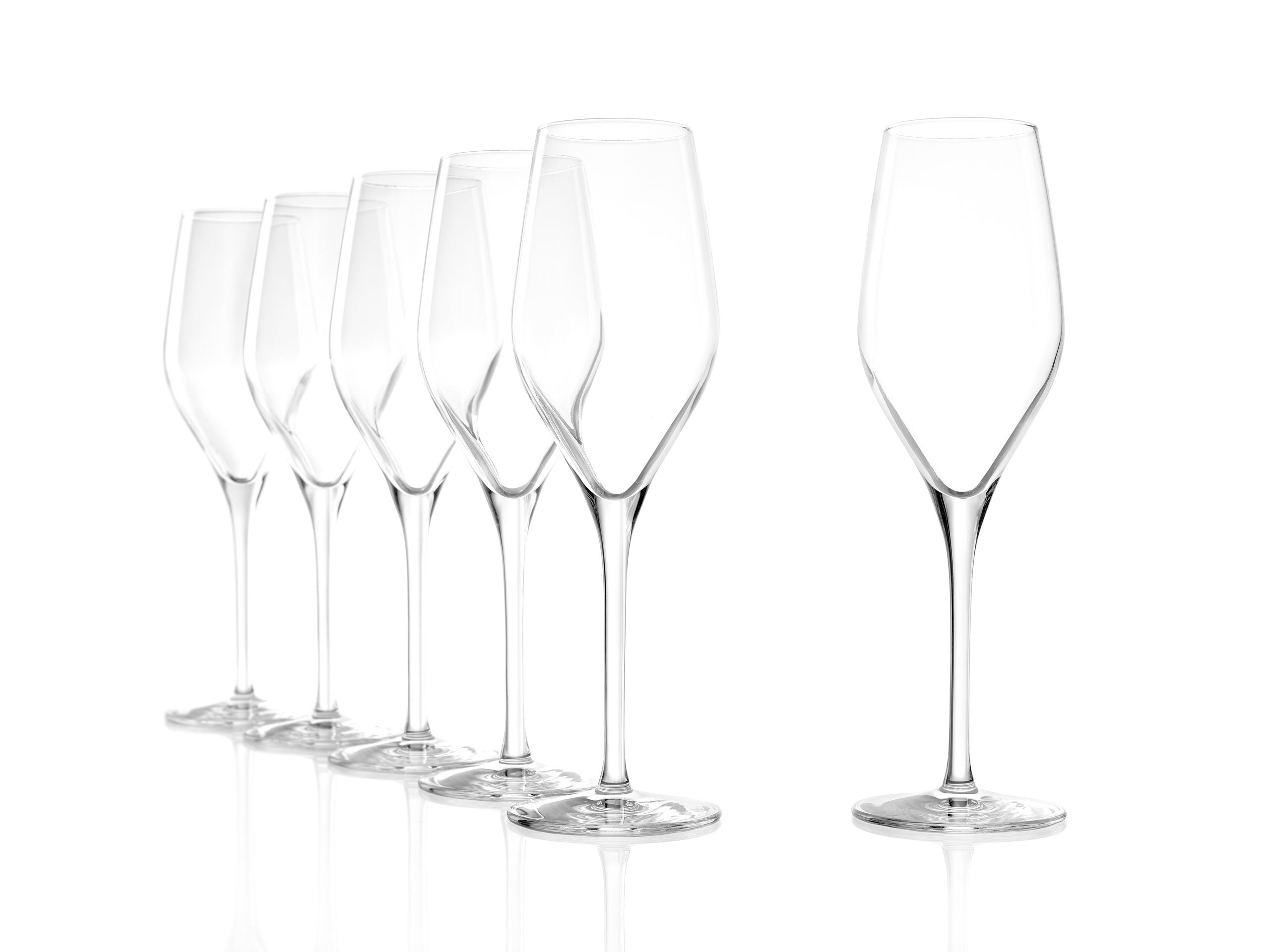 Set von sechs hochwertigen Champagnergläsern von Stölzle Lausitz in elegantem Design