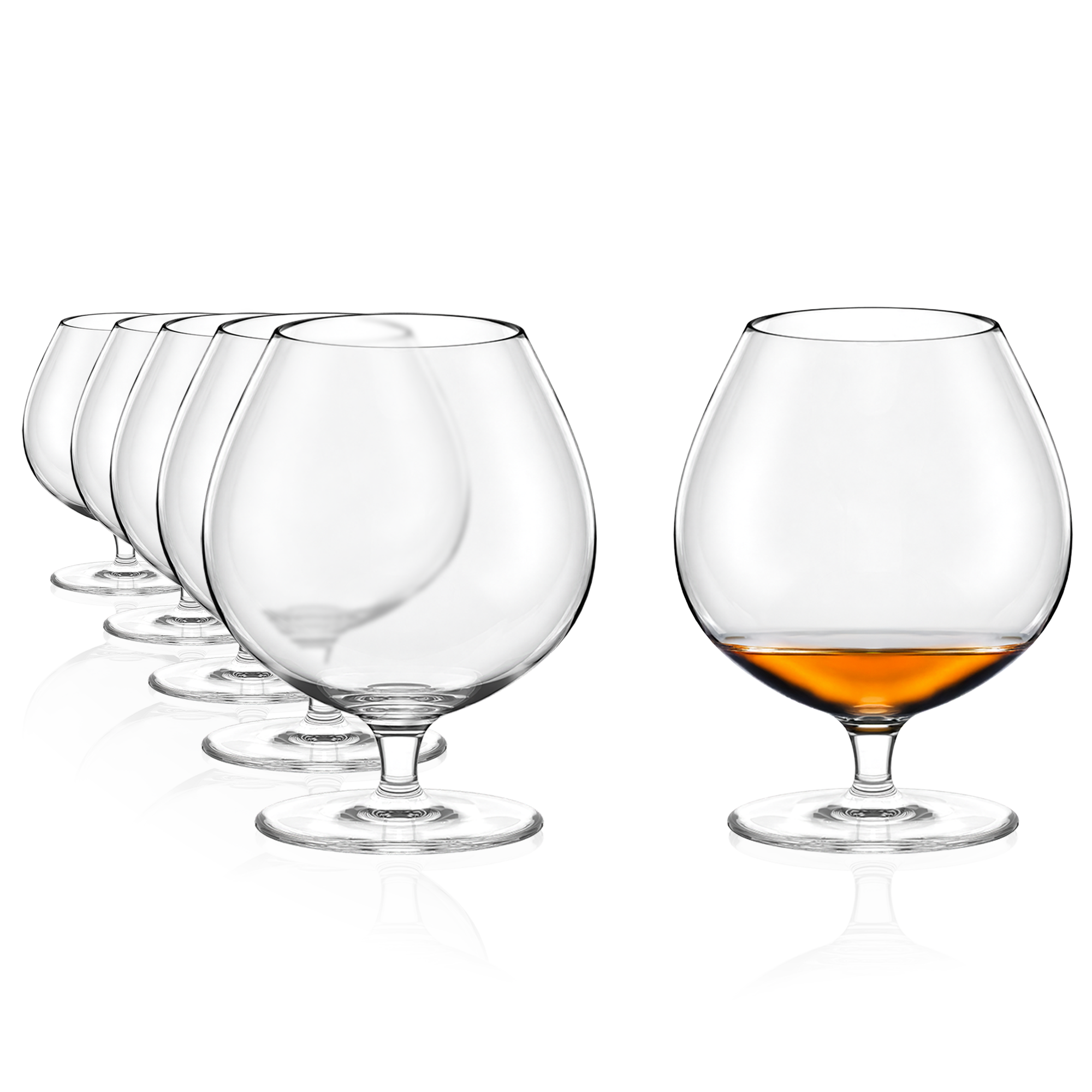 Set von sechs Stölzle Lausitz hochwertigen Cognacgläsern mit eleganter Form und stabiler Fußbasis