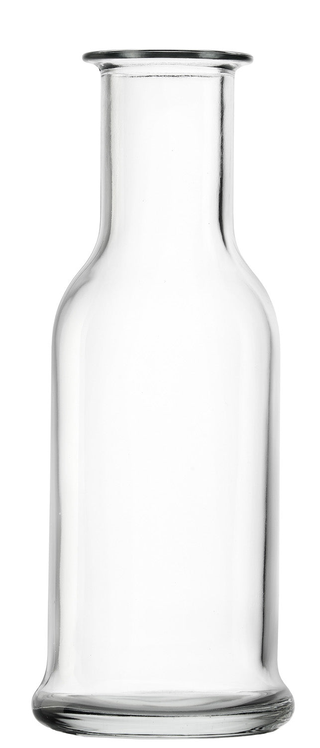 Hochwertige Design Karaffe aus klarem Glas mit elegantem, schlankem Profil für stilvolle Tischdekoration
