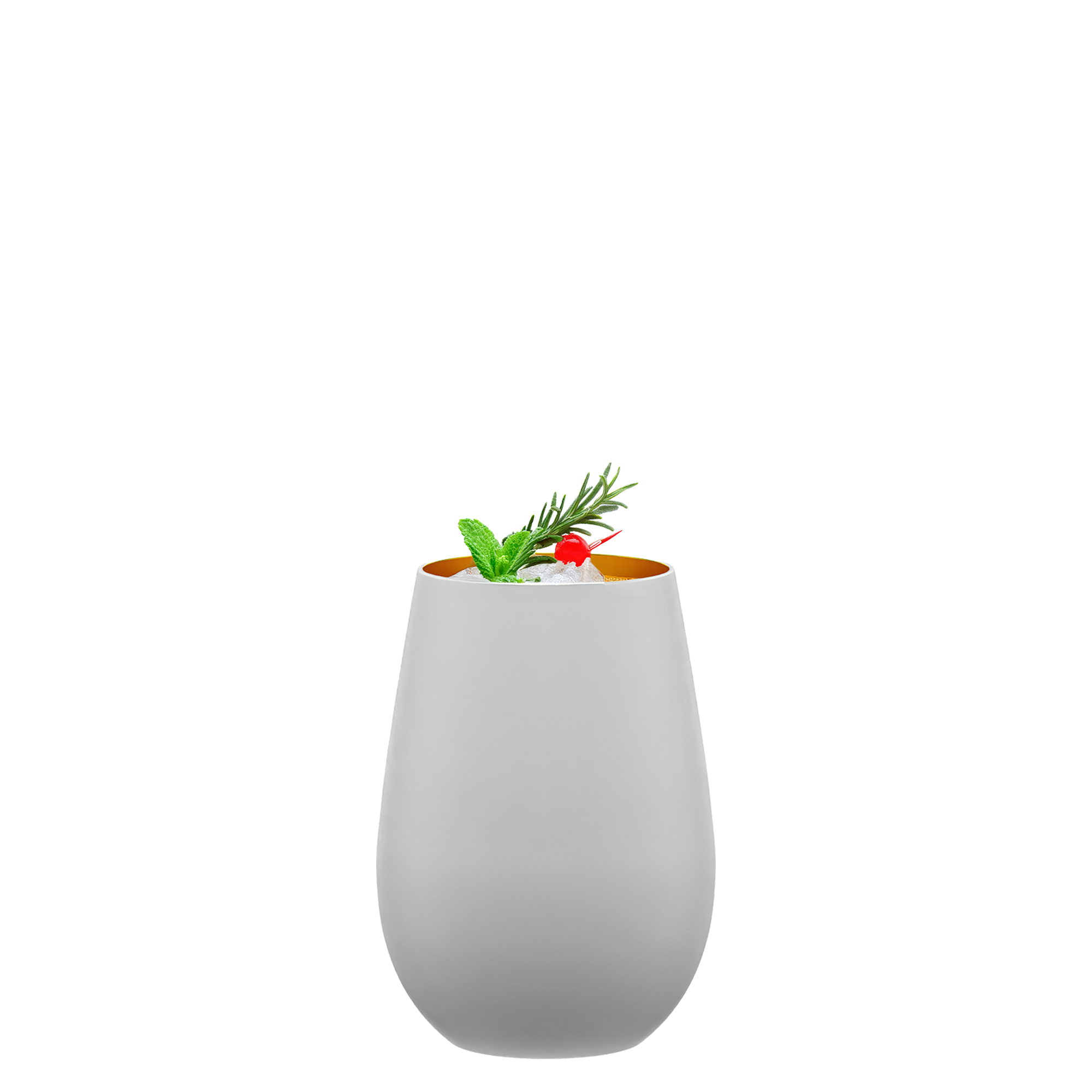 Hochwertige Designer Becher in elegantem Design mit einer frischen Cocktaildekoration