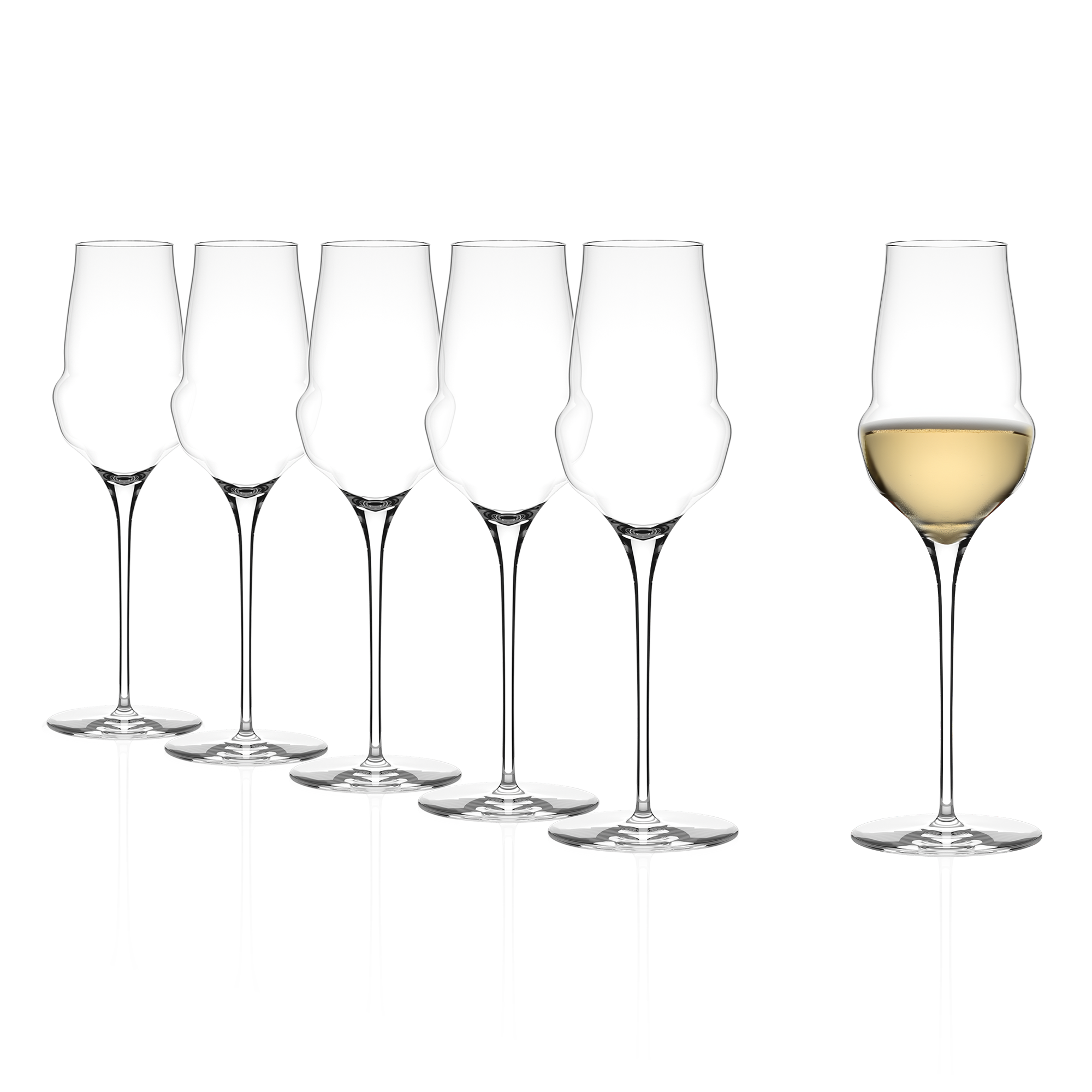 Set aus sechs hochwertigen Gläsern Made in Germany für Wein mit elegantem Design und klarer Optik