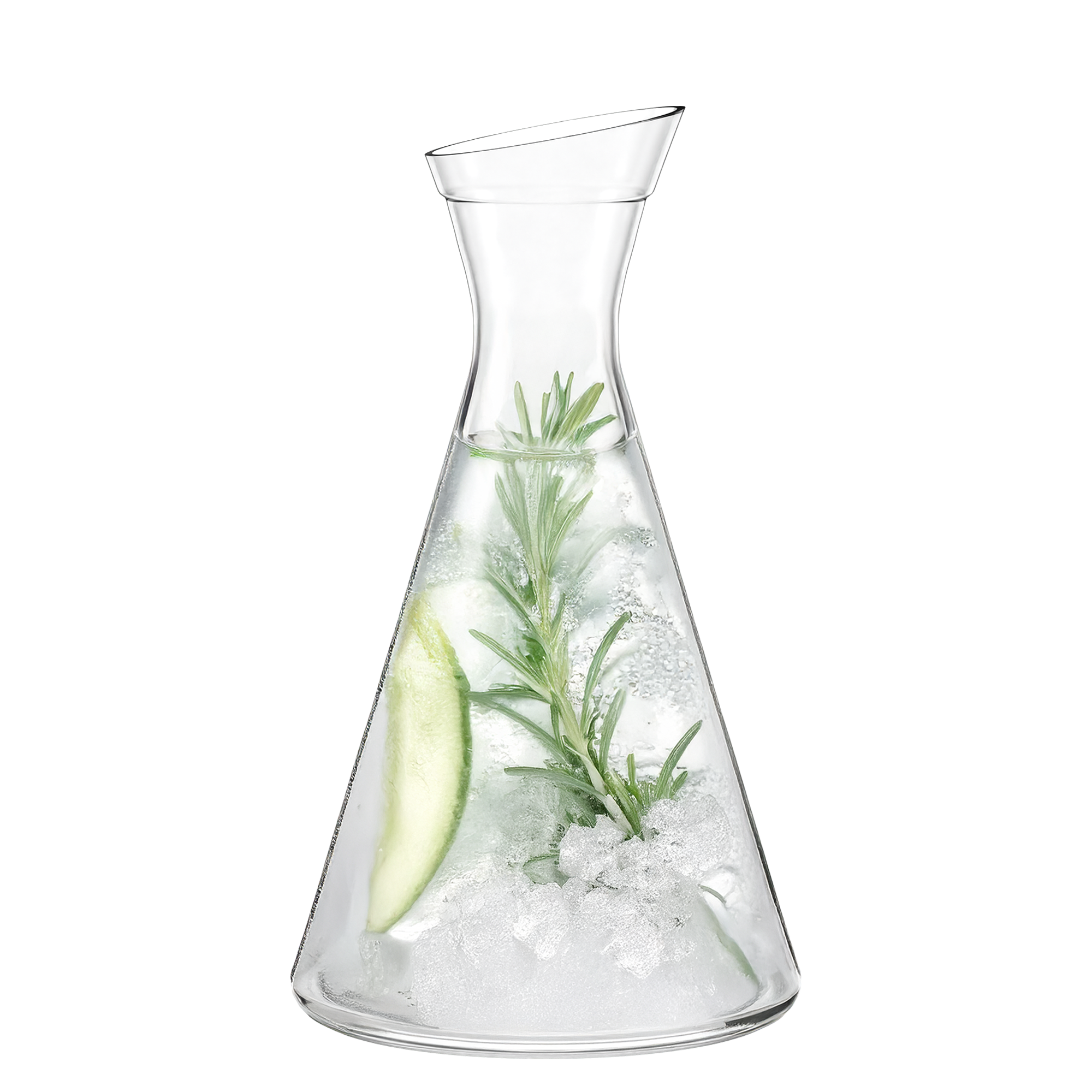 Hochwertige Karaffe Made in Germany mit Eis, Gurke und Rosmarin für stilvolle Getränke