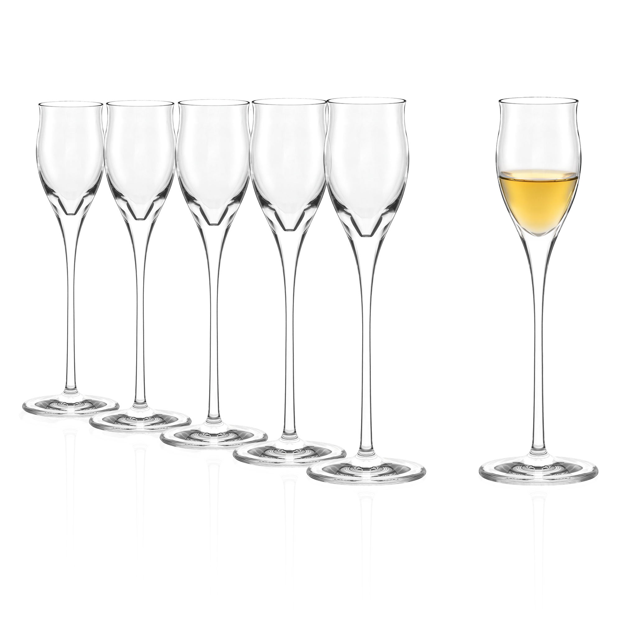 Sechser-Set hochwertiger Quatrophil Gläser mit eleganten, schlanken Stielen für stilvolle Getränke