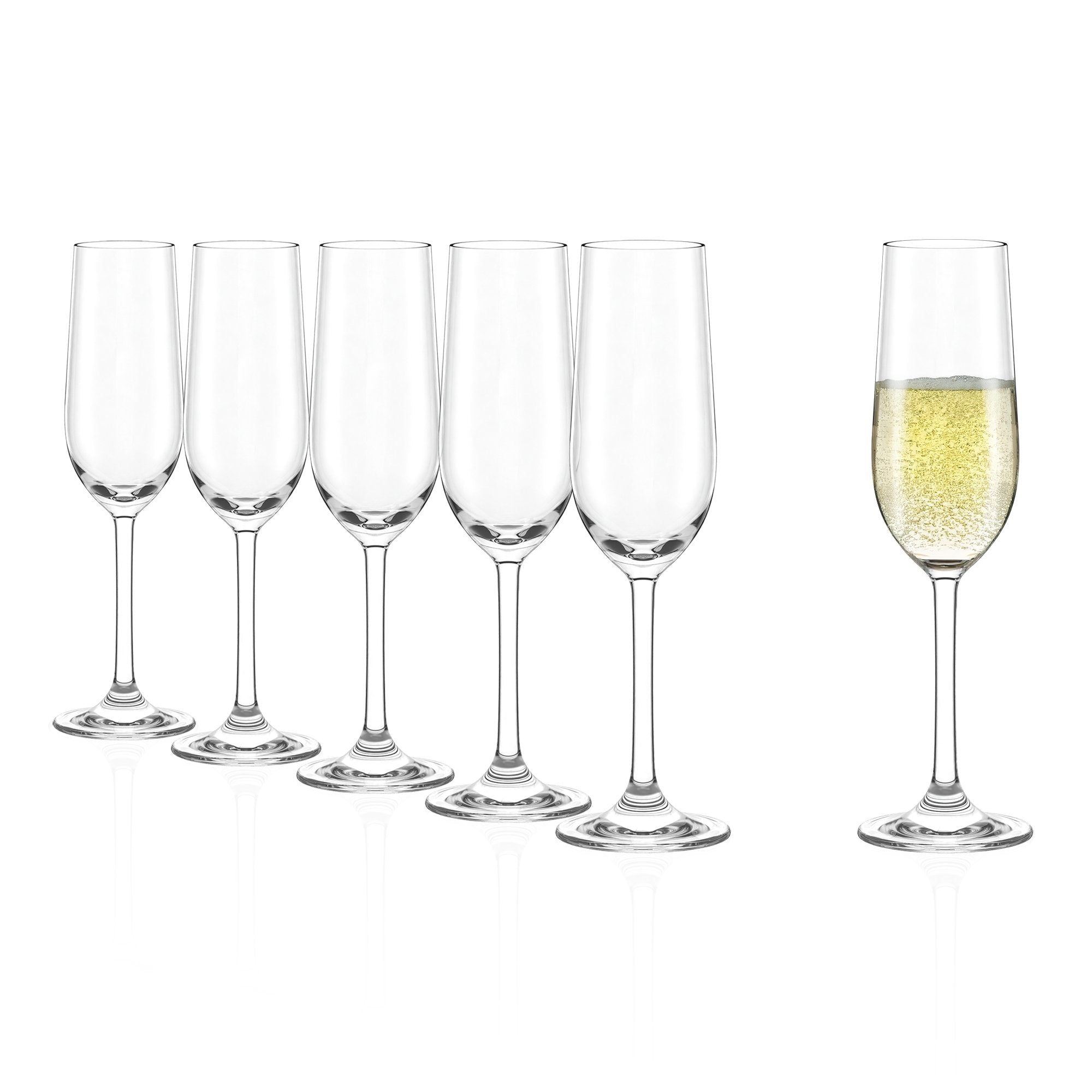 Set mit sechs hochwertigen Sektkelchen von Stölzle Lausitz, ideal für festliche Anlässe