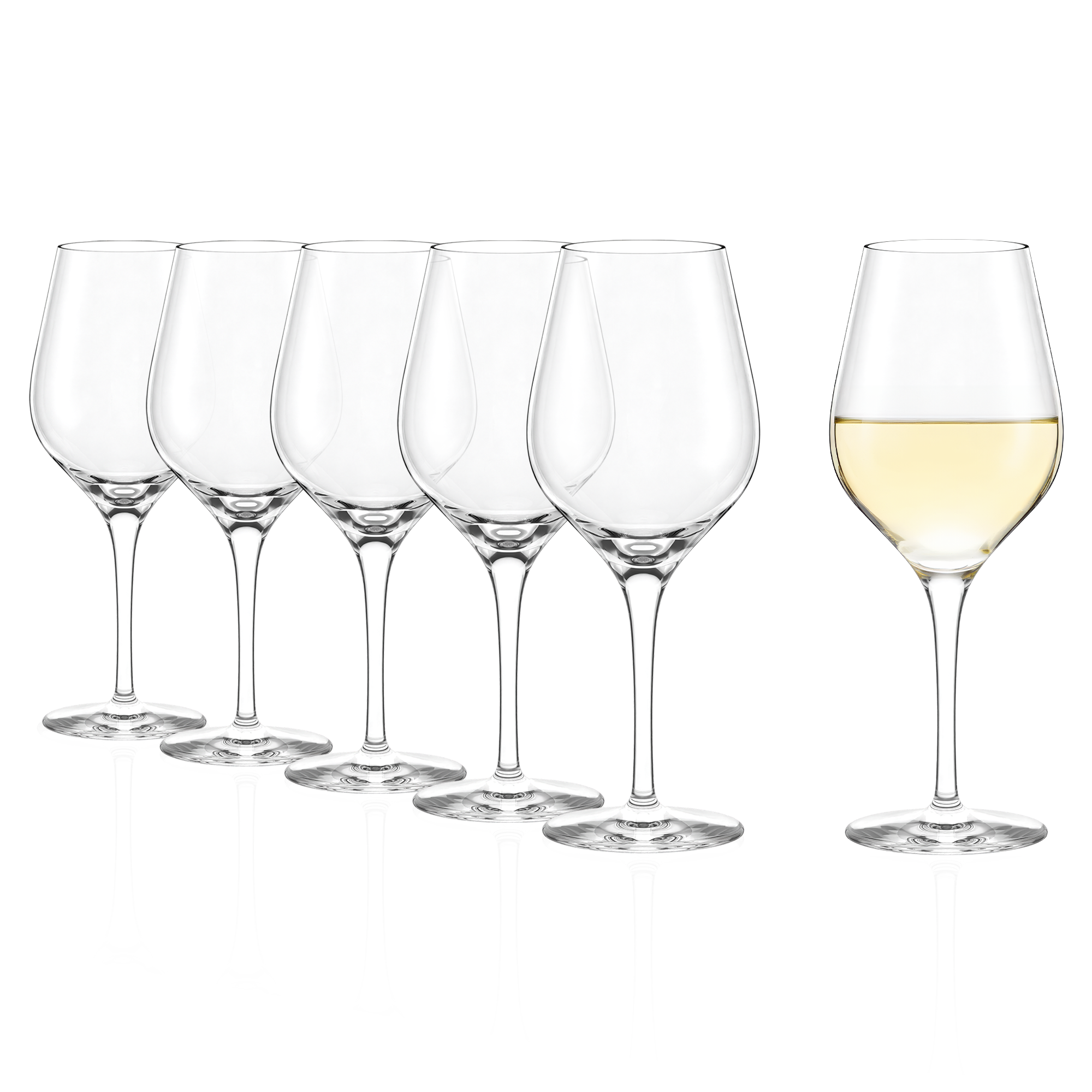 Sechs elegante hochwertige Weißweinkelche von Stölzle Lausitz mit schlankem Design für besondere Anlässe