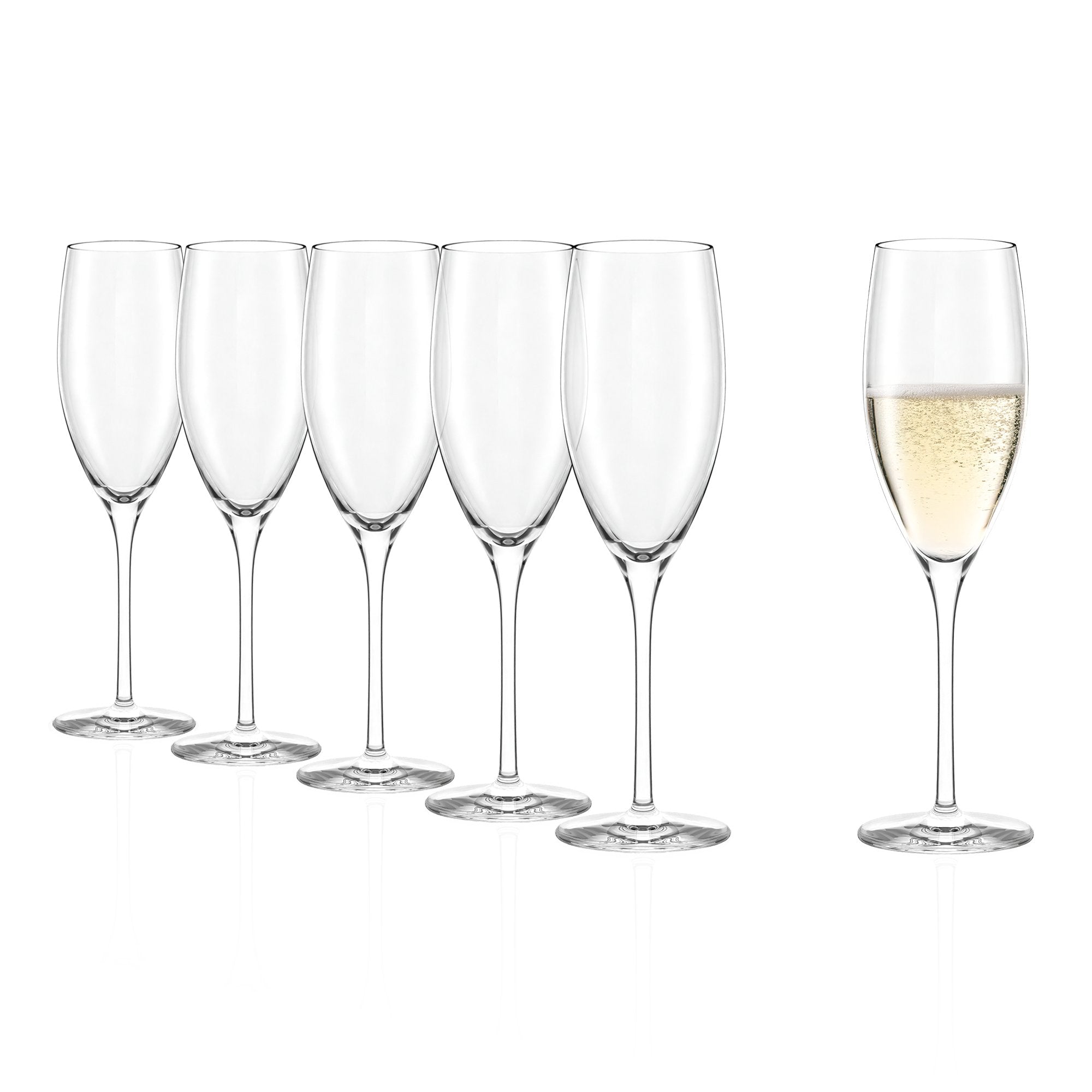 Set von sechs eleganten Stölzle Lausitz Champagnergläsern, Made in Germany, perfekt für besondere Anlässe