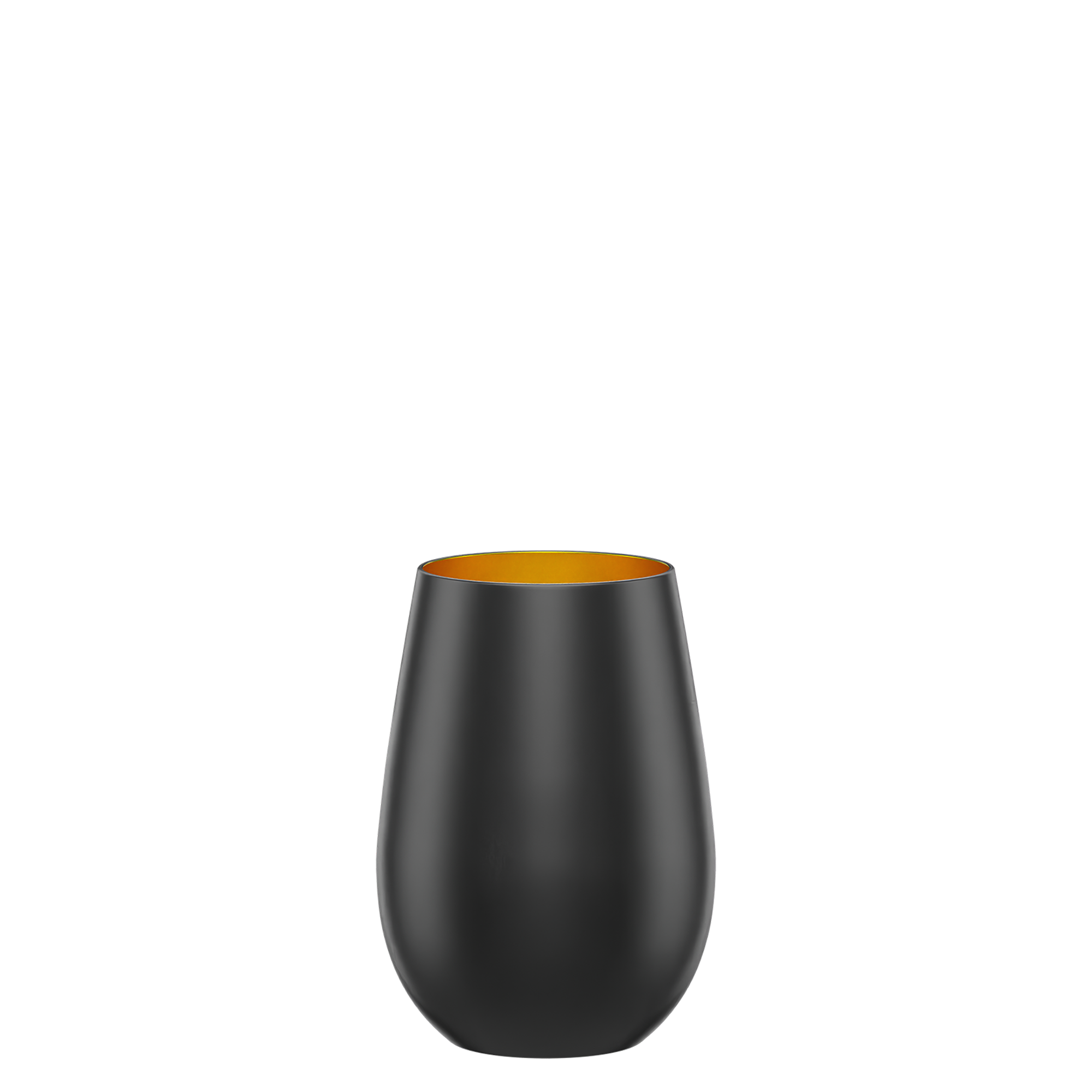 Moderne Becher schwarz gold mit eleganter, mattschwarzer Außenseite und glänzend goldener Innenseite
