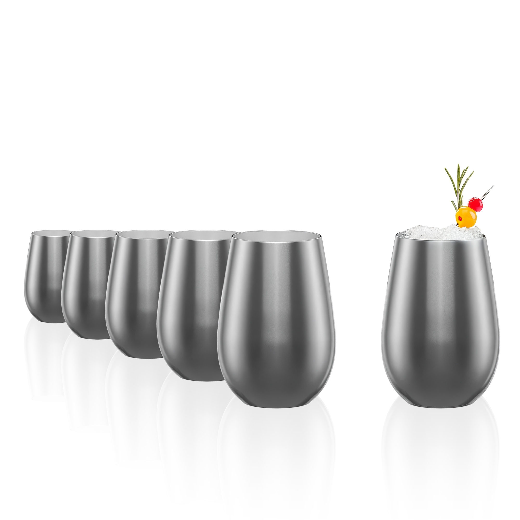 Set aus modernen Gläsern aus Deutschland in stilvollem Design für Cocktails und Getränke
