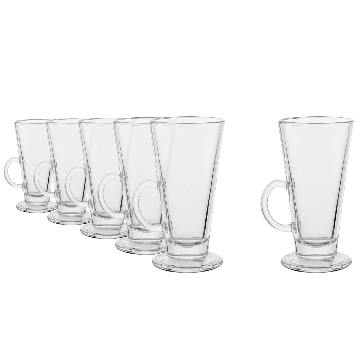 Oberglas Kaffeeglas 265ml, sechs Gläser nebeneinander