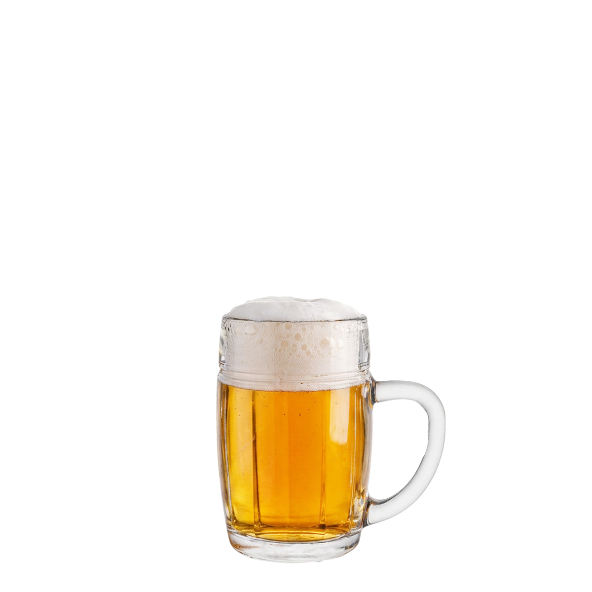 Oberglas Mannheim Bierkrug 500ml, gefüllt vor hellem Hintergrund