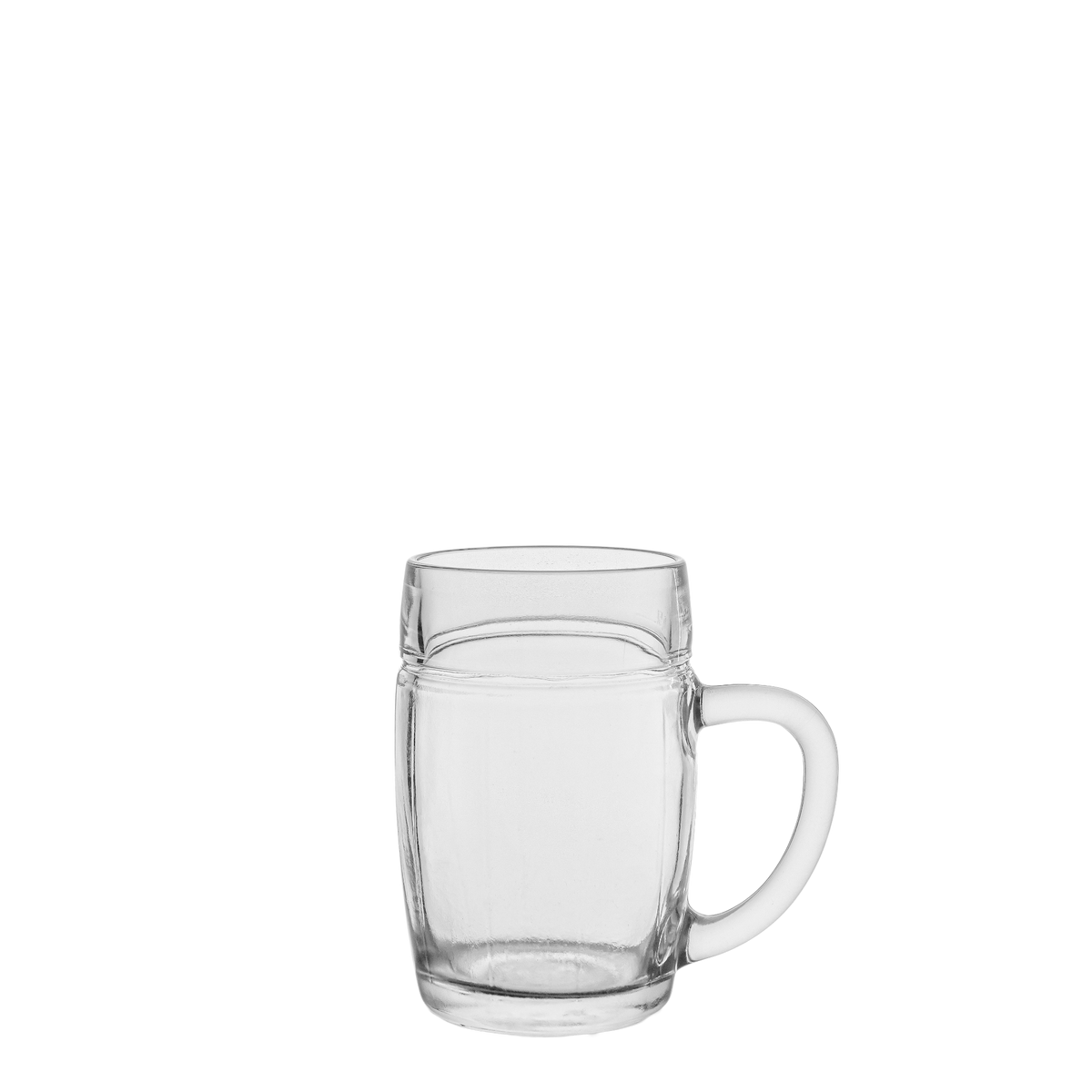 Oberglas Mannheim Bierkrug 500ml, leer vor hellem Hintergrund
