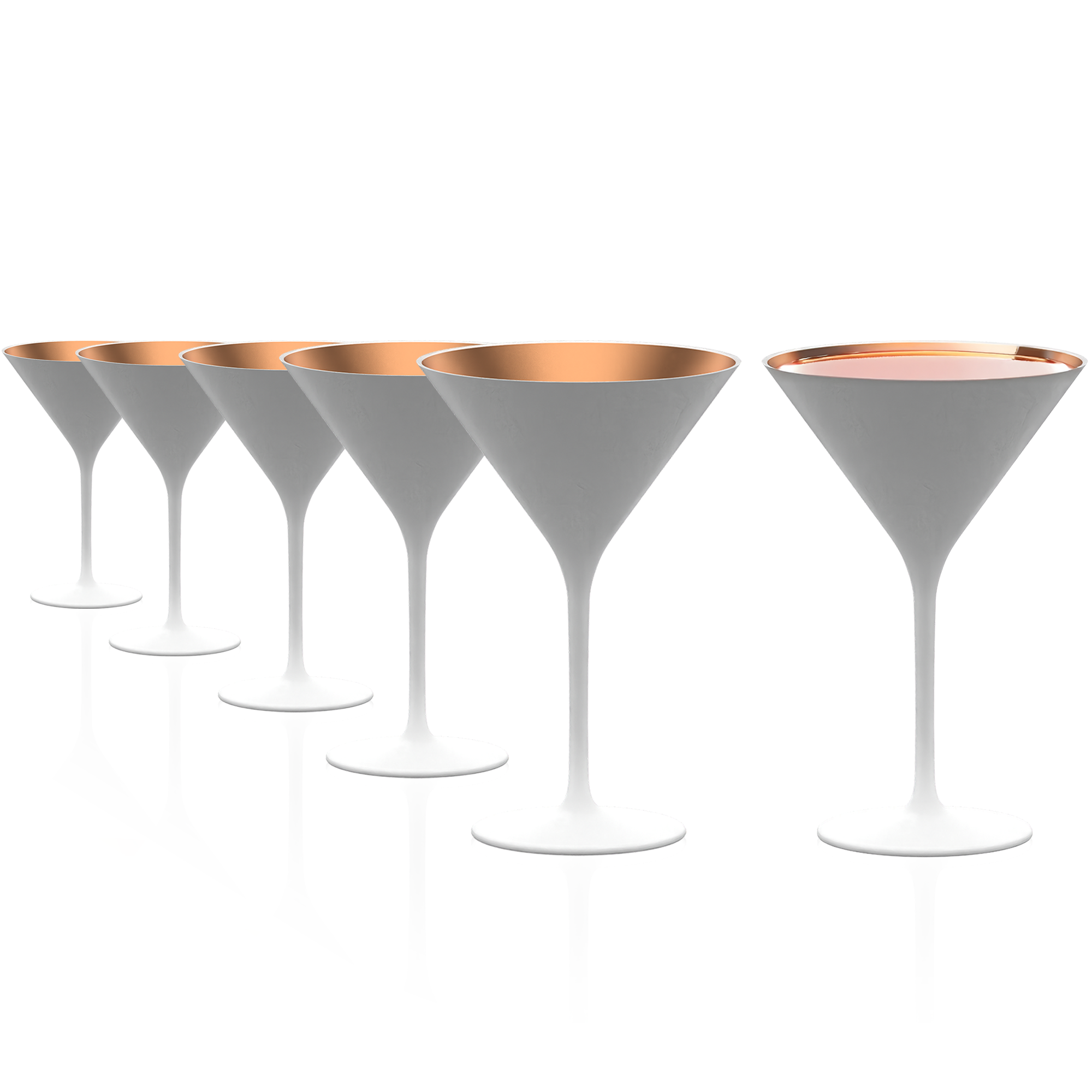 Cocktail Glass White/Bronze Elements Set of 6