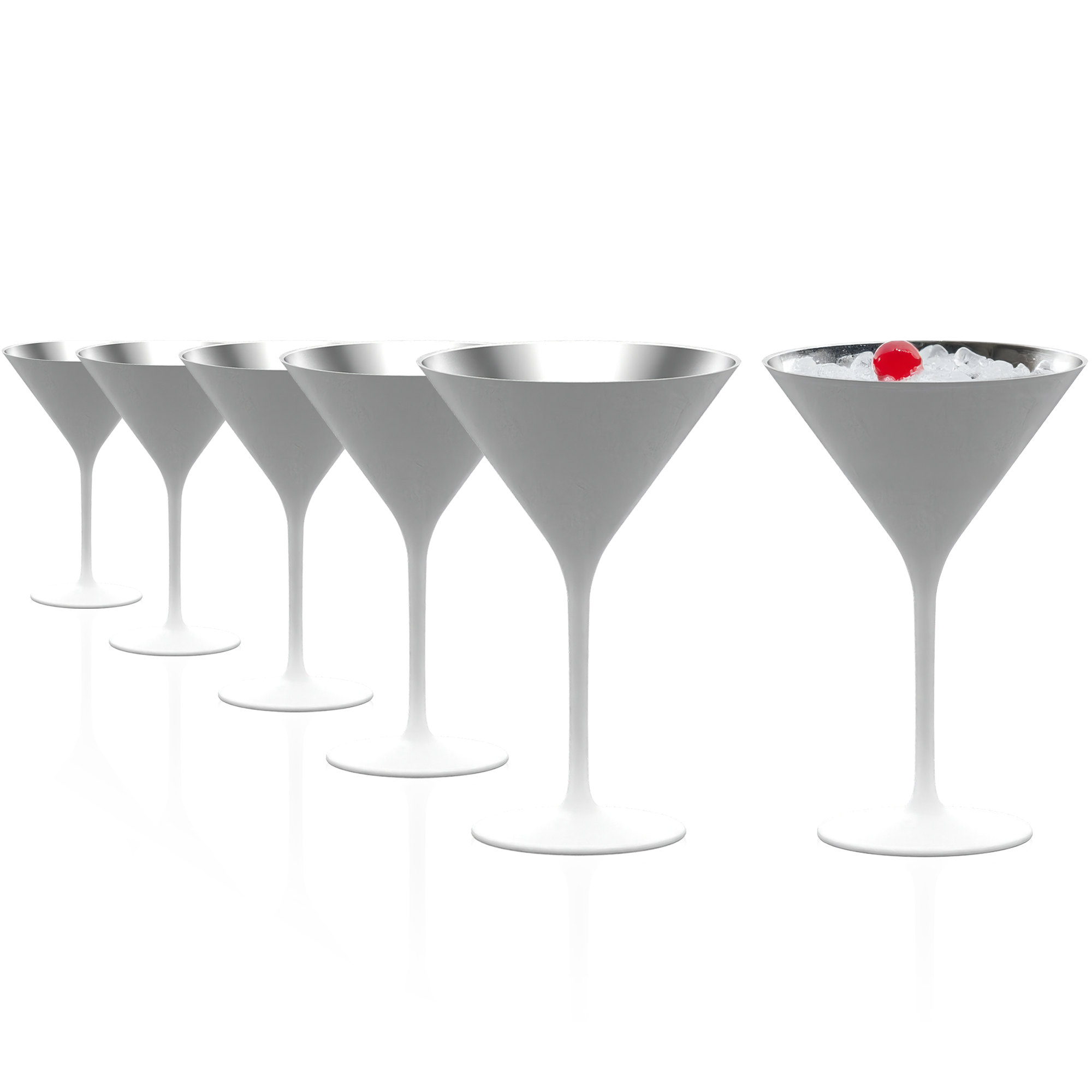 Cocktail Glass White/Silver Elements Set of 6