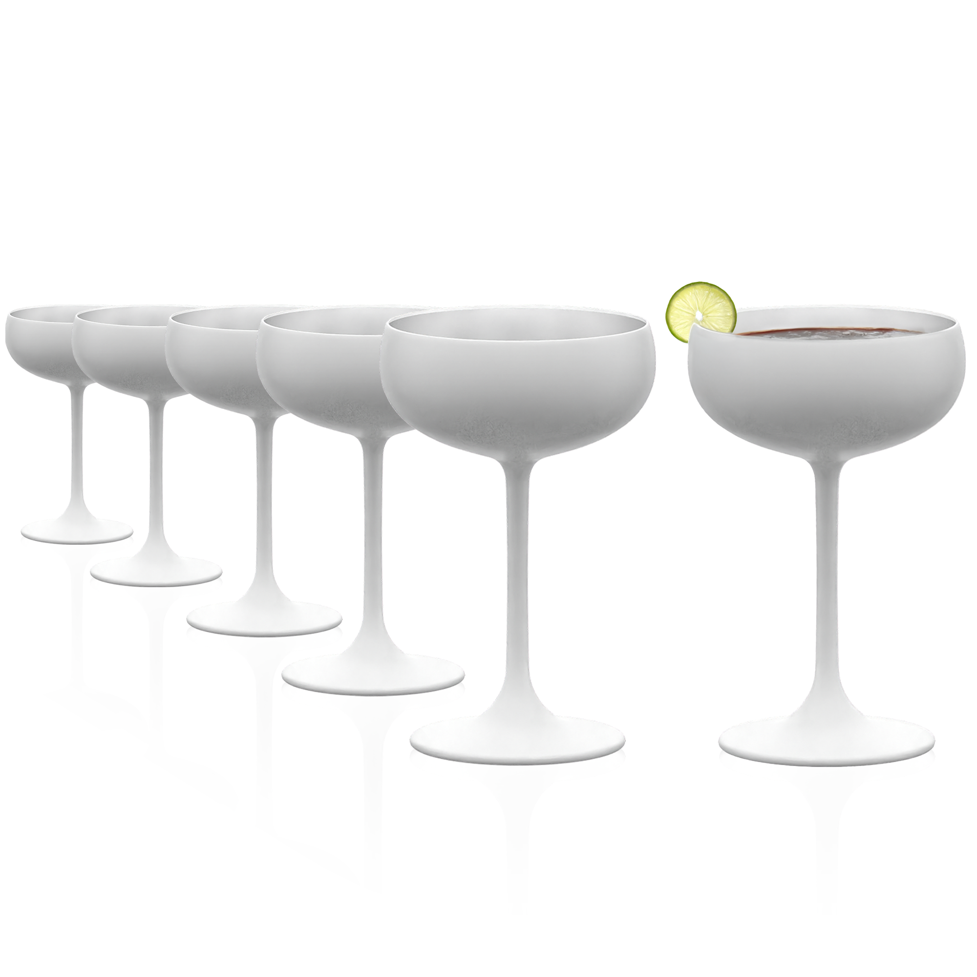 Sparkling Wine Coupe White/Silver Elements Set of 6