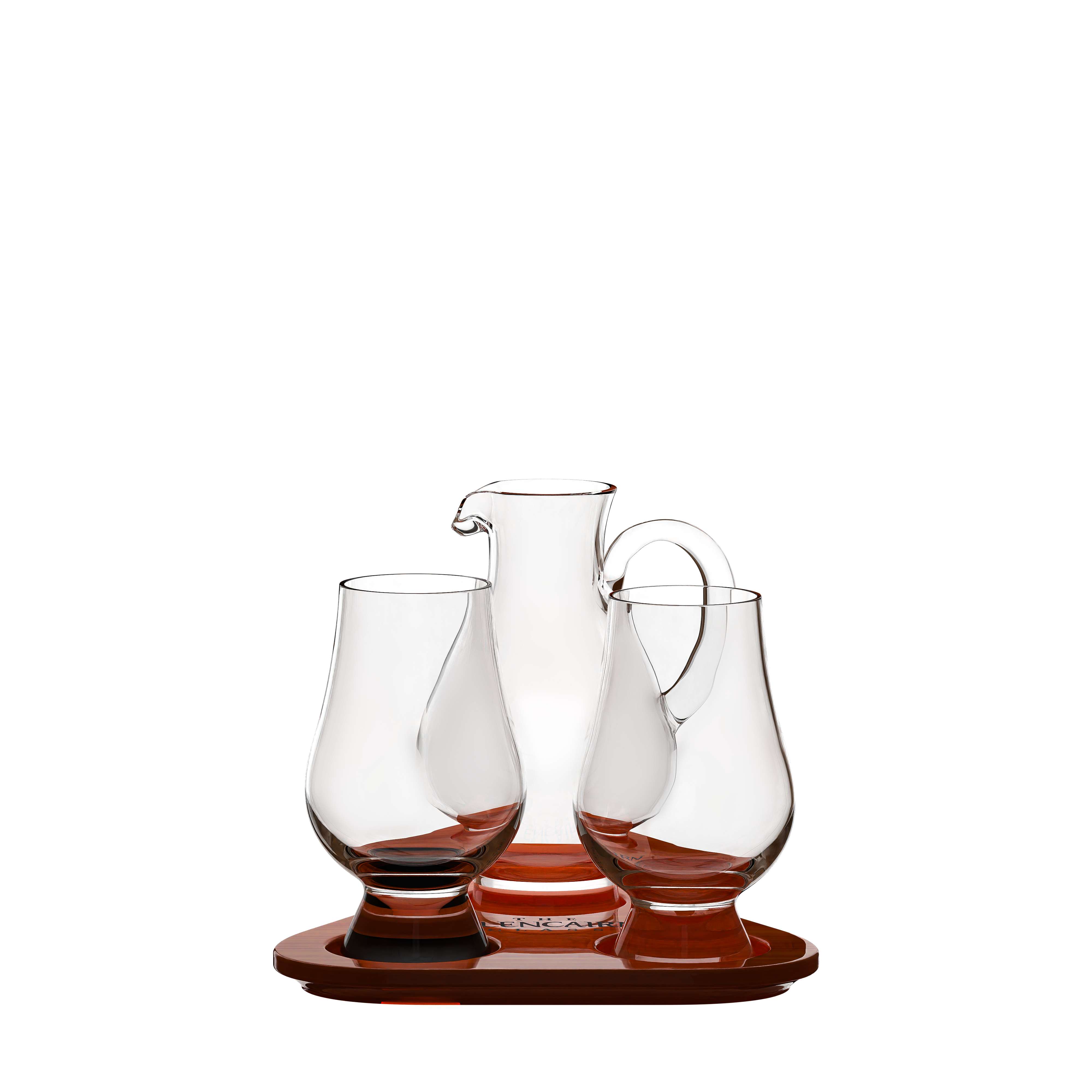 The Glencairn Glass Tasting Set mit Krug (2 Whiskygläser, 1 Krug, 1 Holztablett)