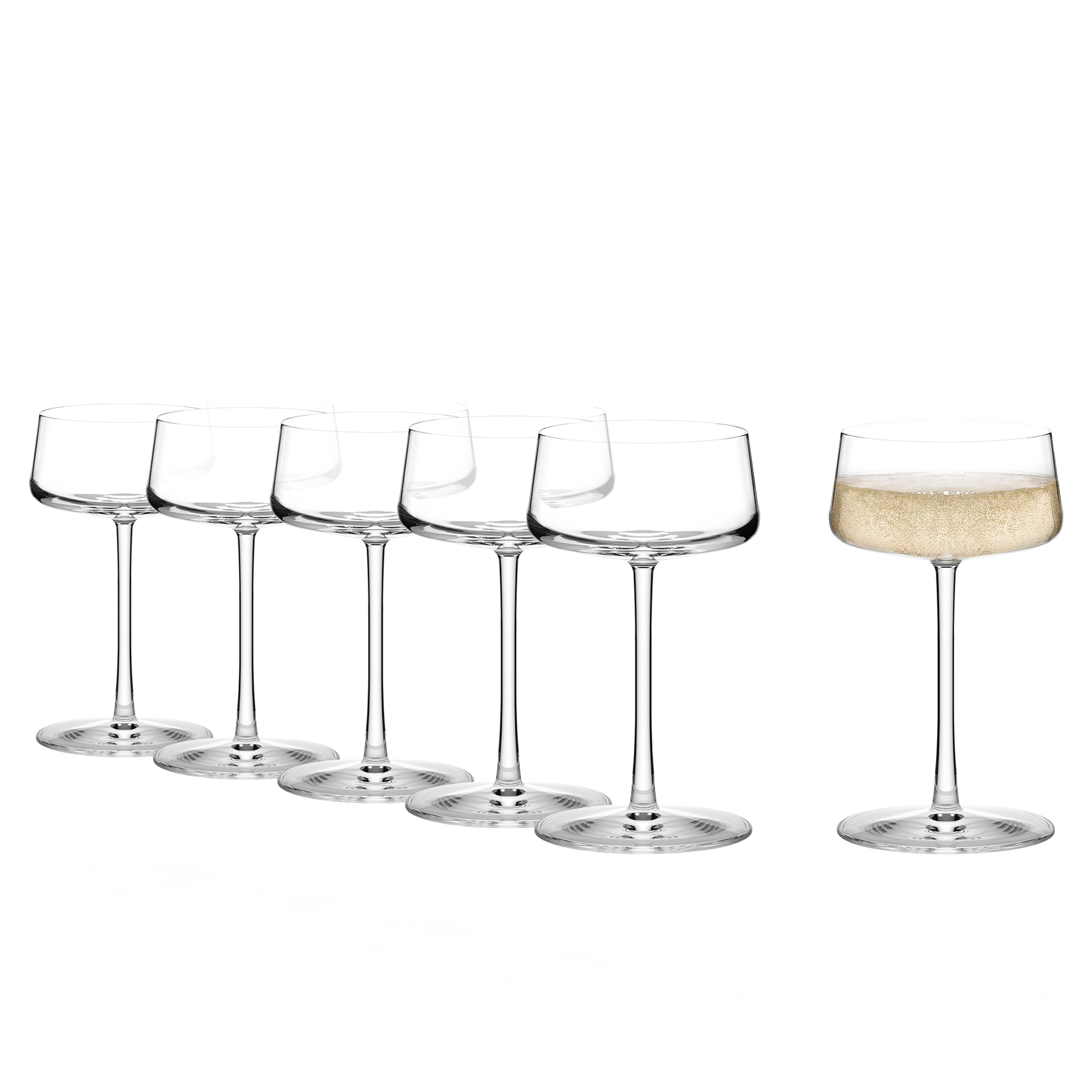 Set aus sechs hochwertigen Champagnerschalen von Stölzle Lausitz für stilvolle Anlässe
