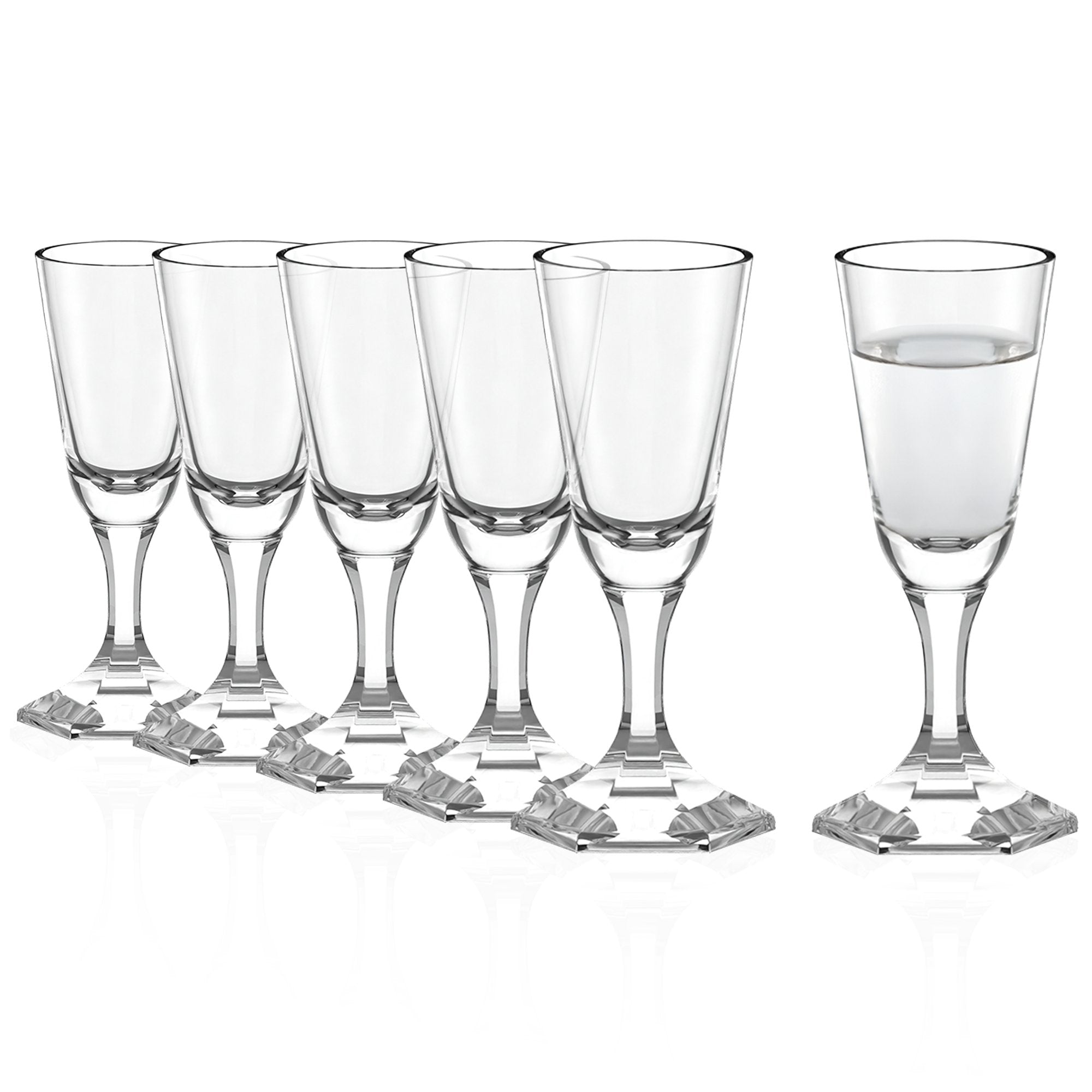 Set aus sechs eleganten Schnapsgläsern Made in Germany von Stölzle Lausitz mit stabiler Fußbasis