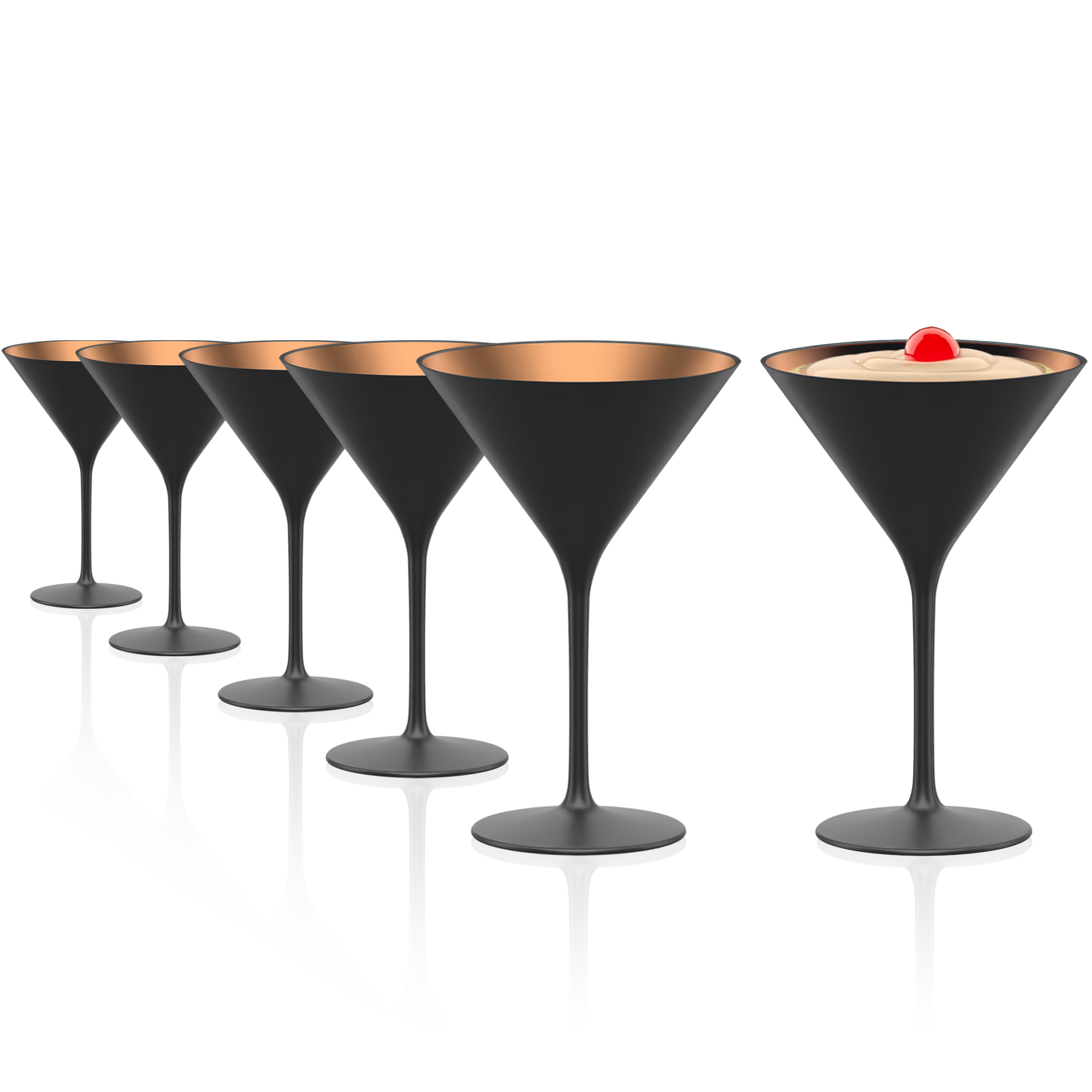 Set mit schwarzen Cocktailschalen von Stölzle Lausitz, ideal für stilvolle Cocktails. Schwarze Cocktailschale kaufen.