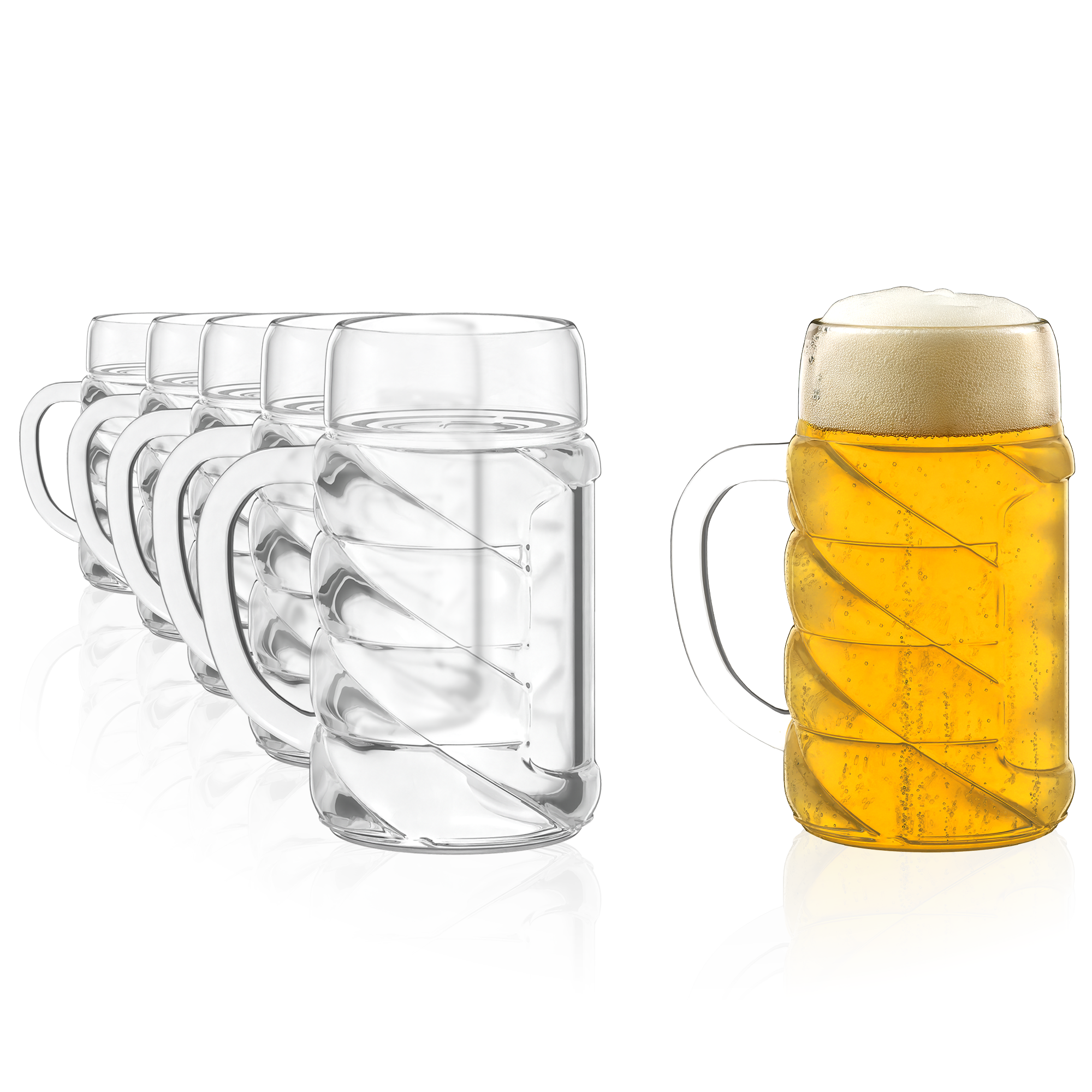 Stölzle Lausitz Bierkrug in klarem Glas mit gedrehtem Design, perfekt für Bierliebhaber