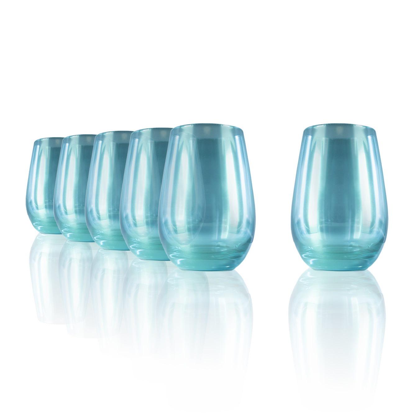 Long Drink Tumbler Turquoise Mirror Set of 6