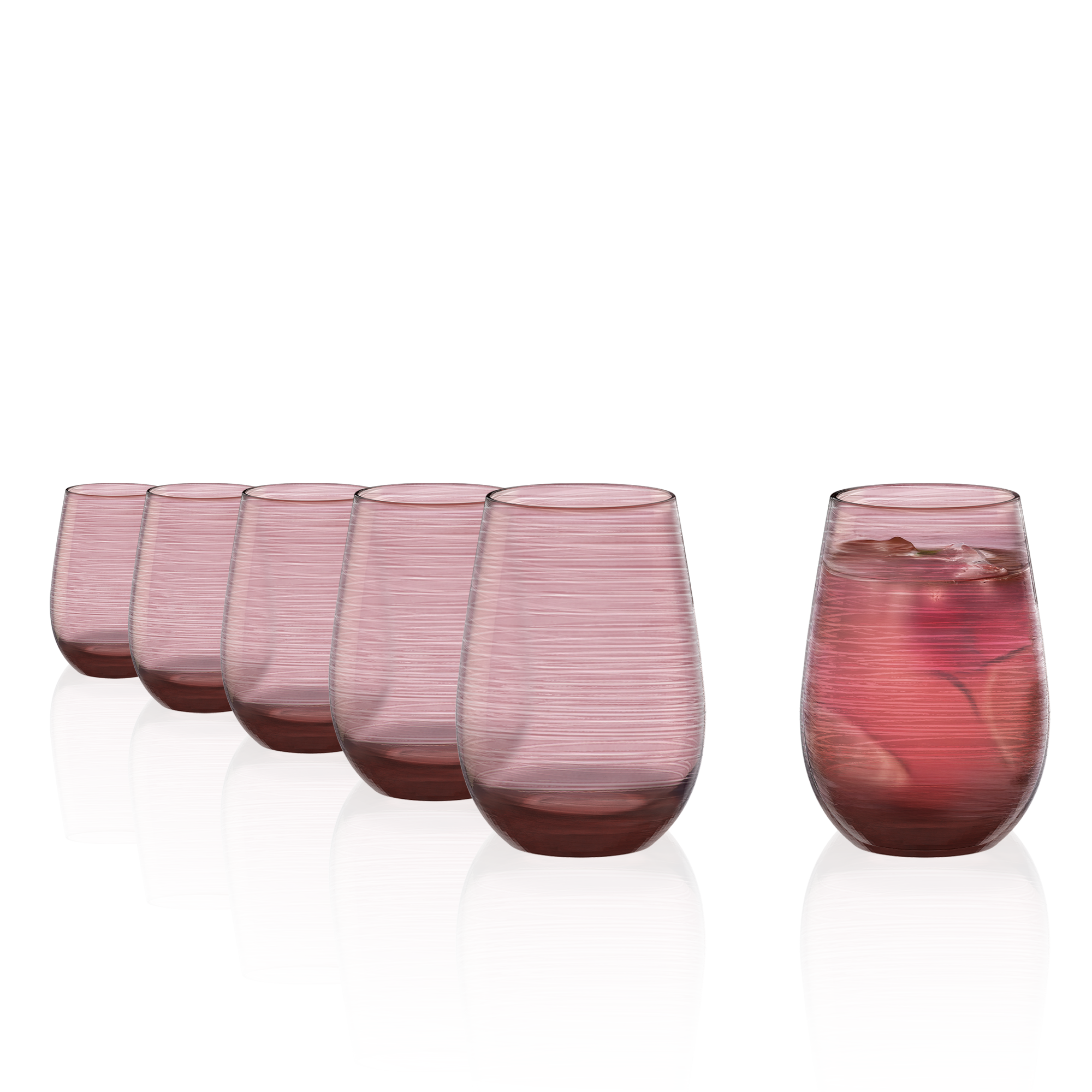 Stölzle Lausitz Twister Gläser 6er Set in Rosa, ideal für Cocktails und Getränke