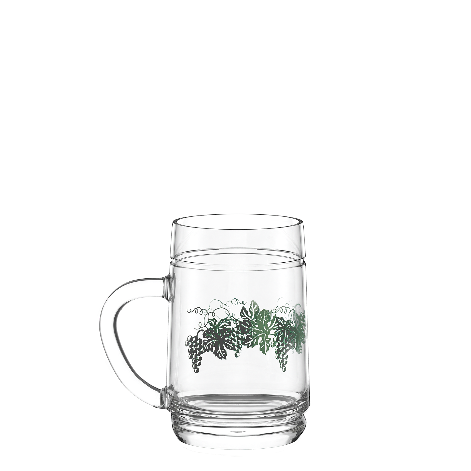 Oberglas Weinkanne mit Motiv aus Glas mit Trauben-Dekor, ideal für Weinliebhaber
