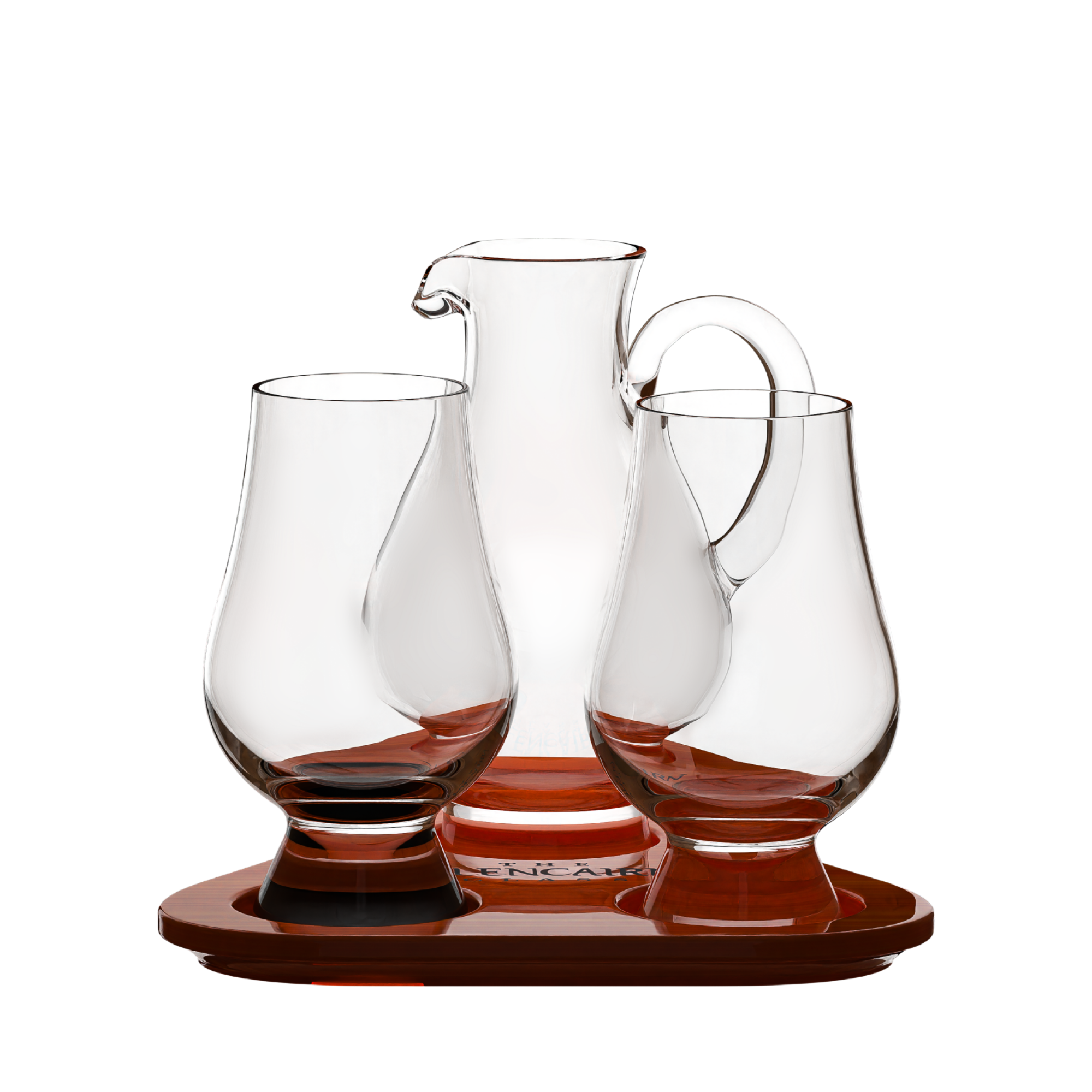 Set de degustación The Glencairn Glass con jarra (2 copas de Whisky, 1 jarra y 1 bandeja de madera)