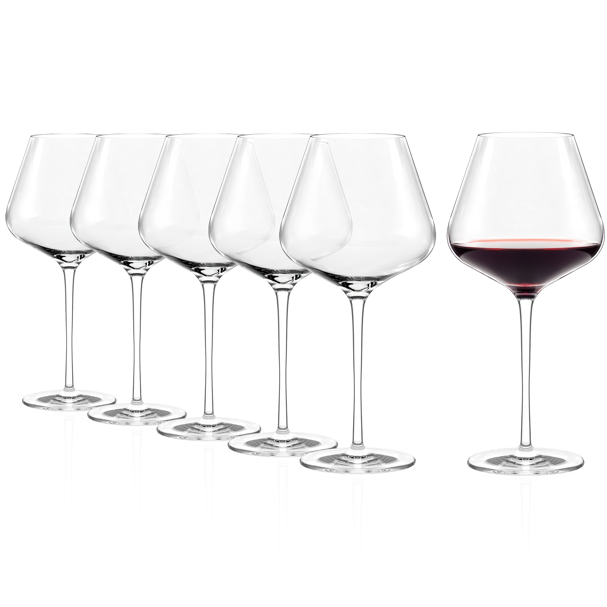 Burgundy glass Quatrophil Set of 6
