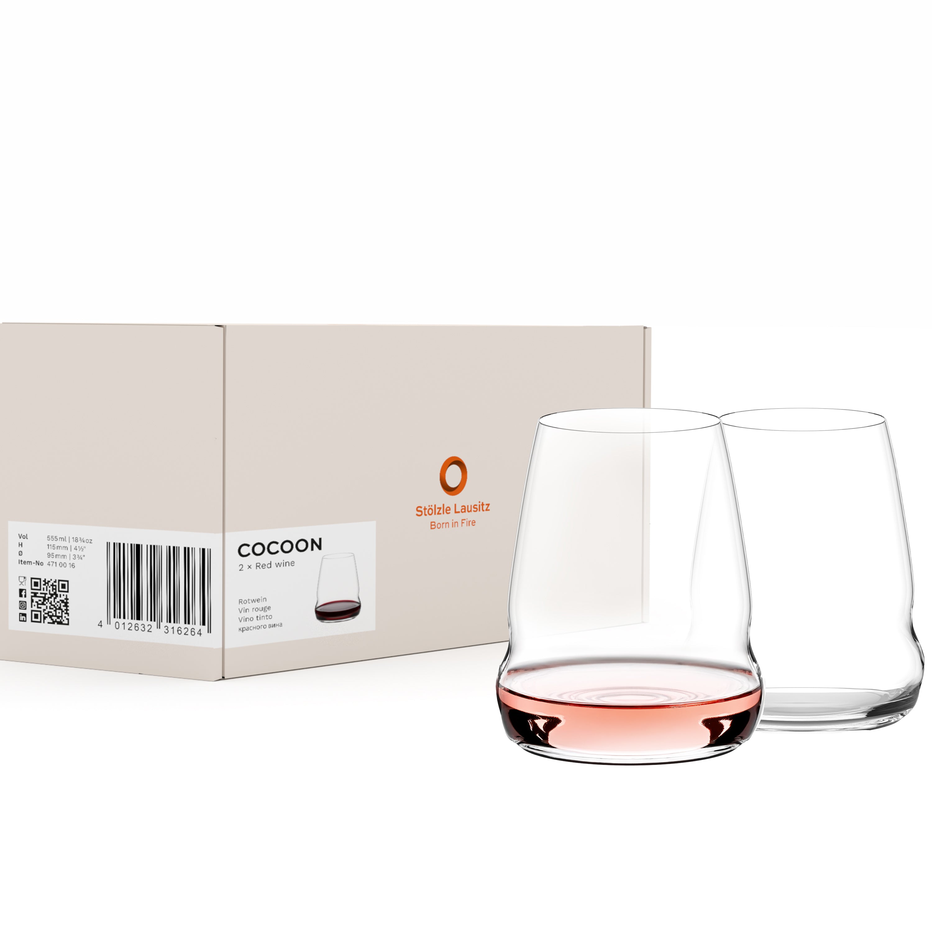 Rosé Wine Stemless Cocoon Set of 2