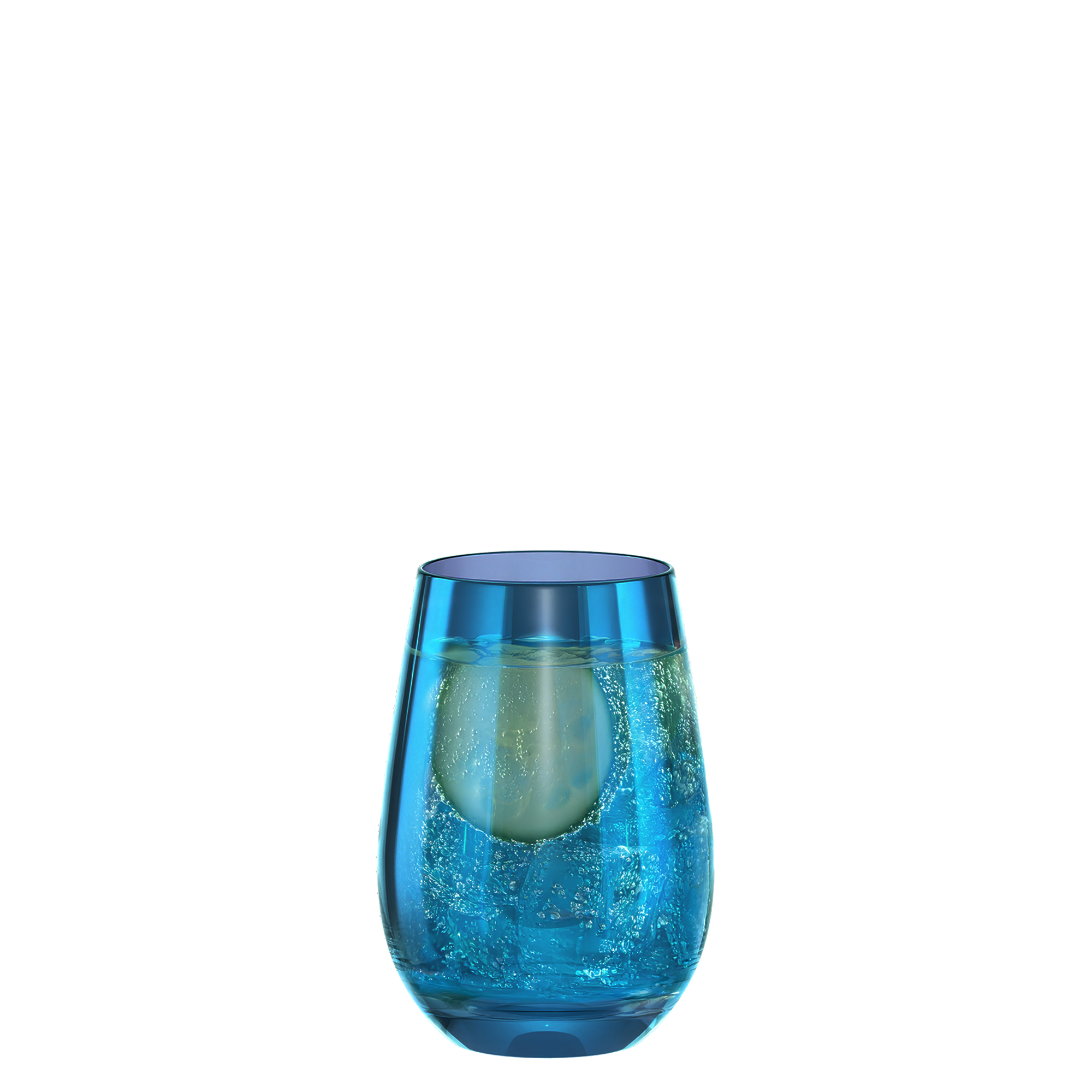 Stölzle Lausitz blaues Longdrinkglas Set mit erfrischendem Getränk und Limettenstück