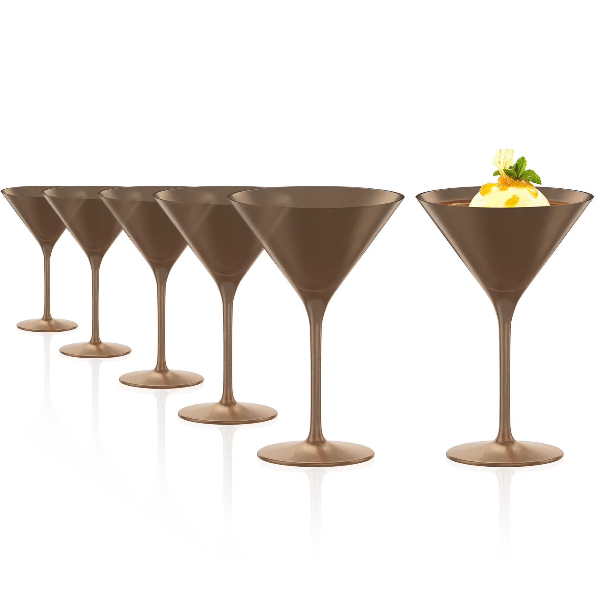 Set von 6 Cocktailschalen Bronze Elements für elegante Cocktails und Desserts
