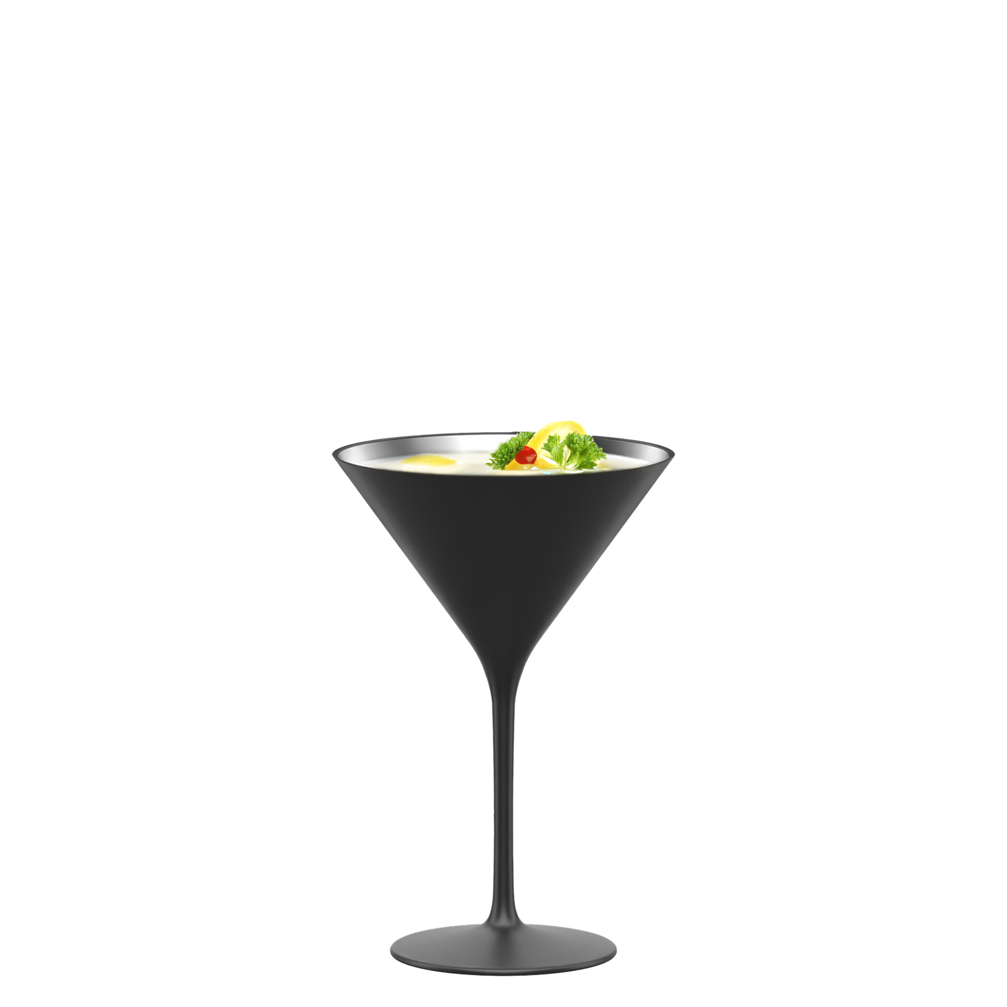 Elegante Cocktailschale aus Deutschland von Stölzle Lausitz mit frischem Cocktail und dekorativen Zutaten