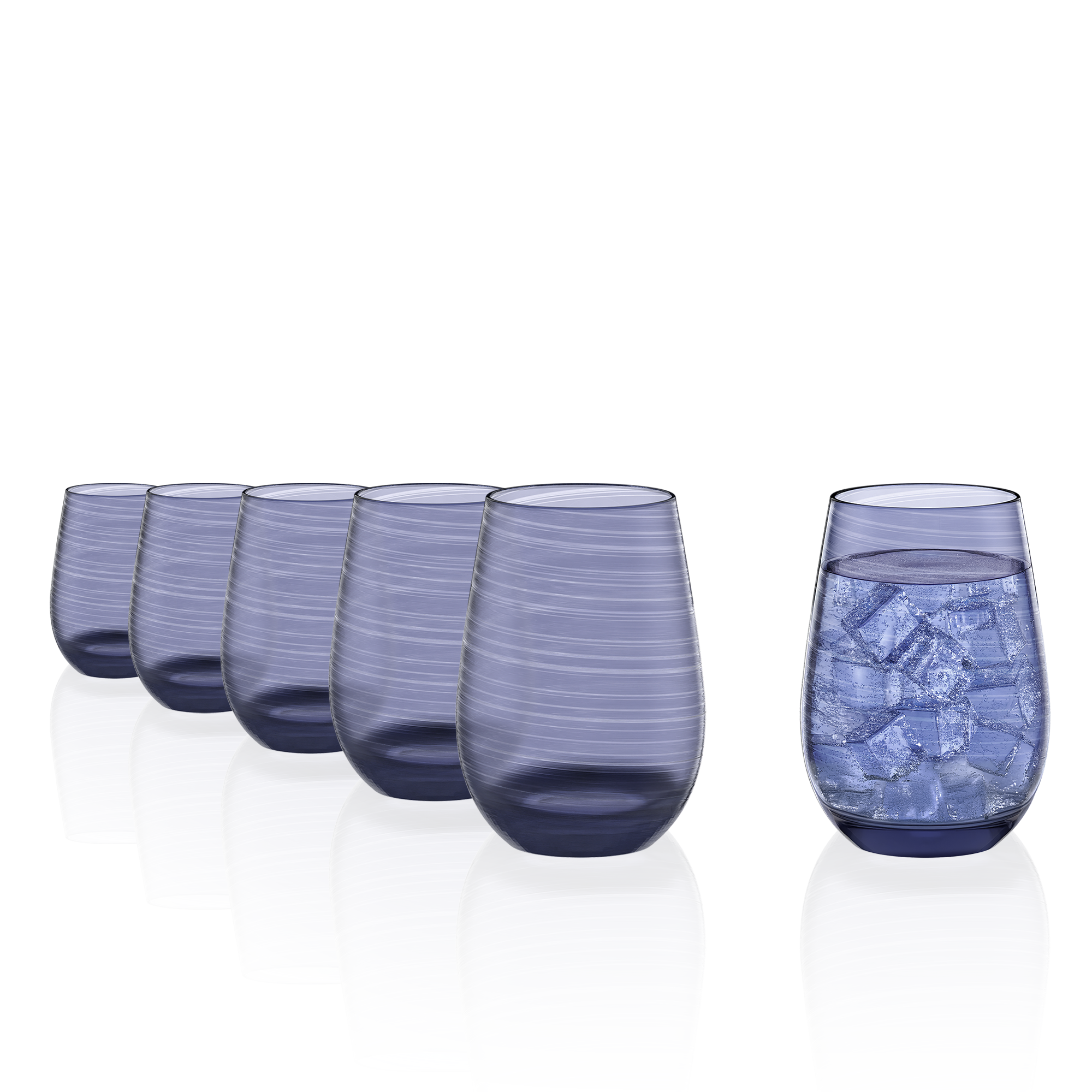 Set aus 6 blauen Stölzle Lausitz Gläsern, ideal für Drinks mit Eis, deutsche Glaswaren online