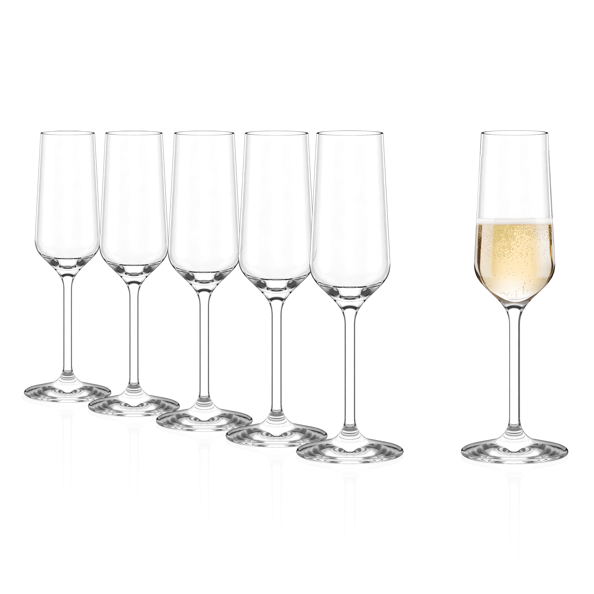 Set mit sechs eleganten deutschen Kristallgläsern online für Champagner und besondere Anlässe