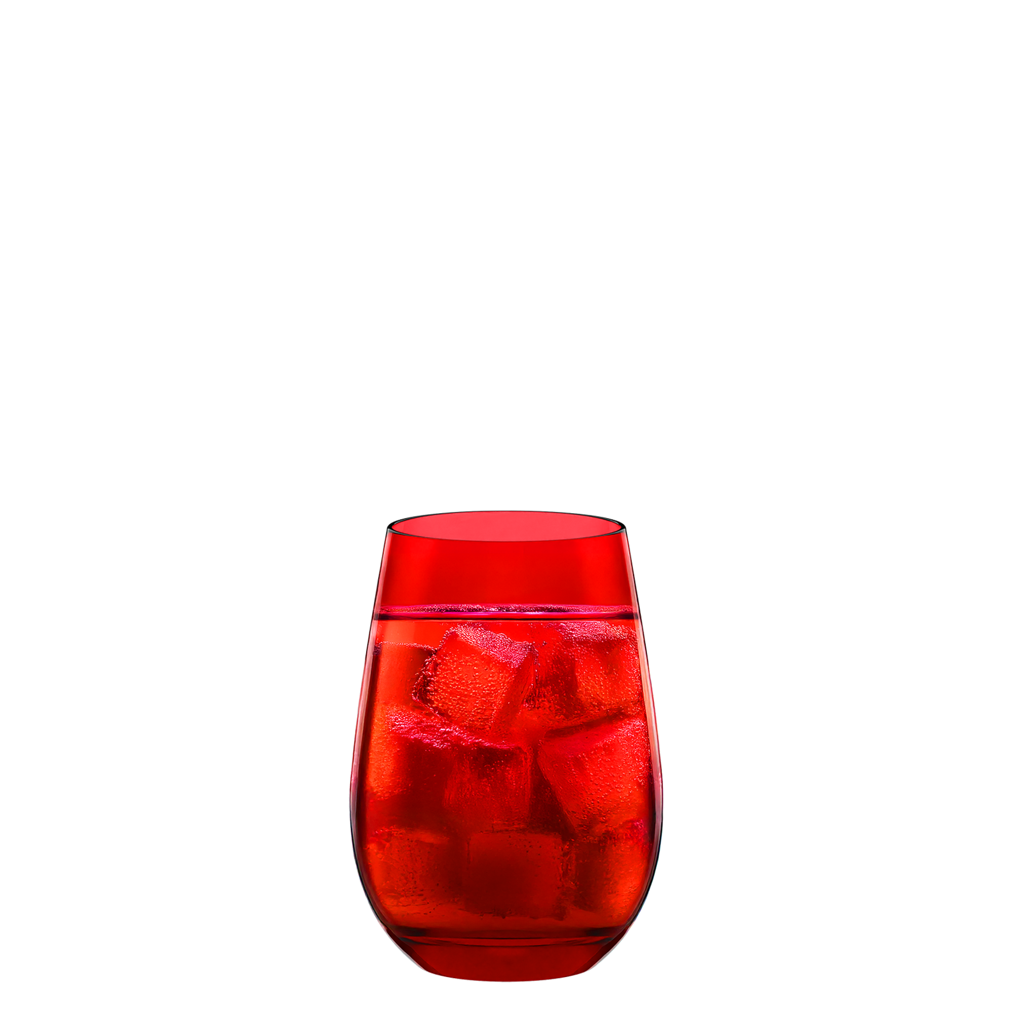 Rotes Stölzle Lausitz Glas mit Eiswürfeln, ideal für farbige Gläser für Getränke