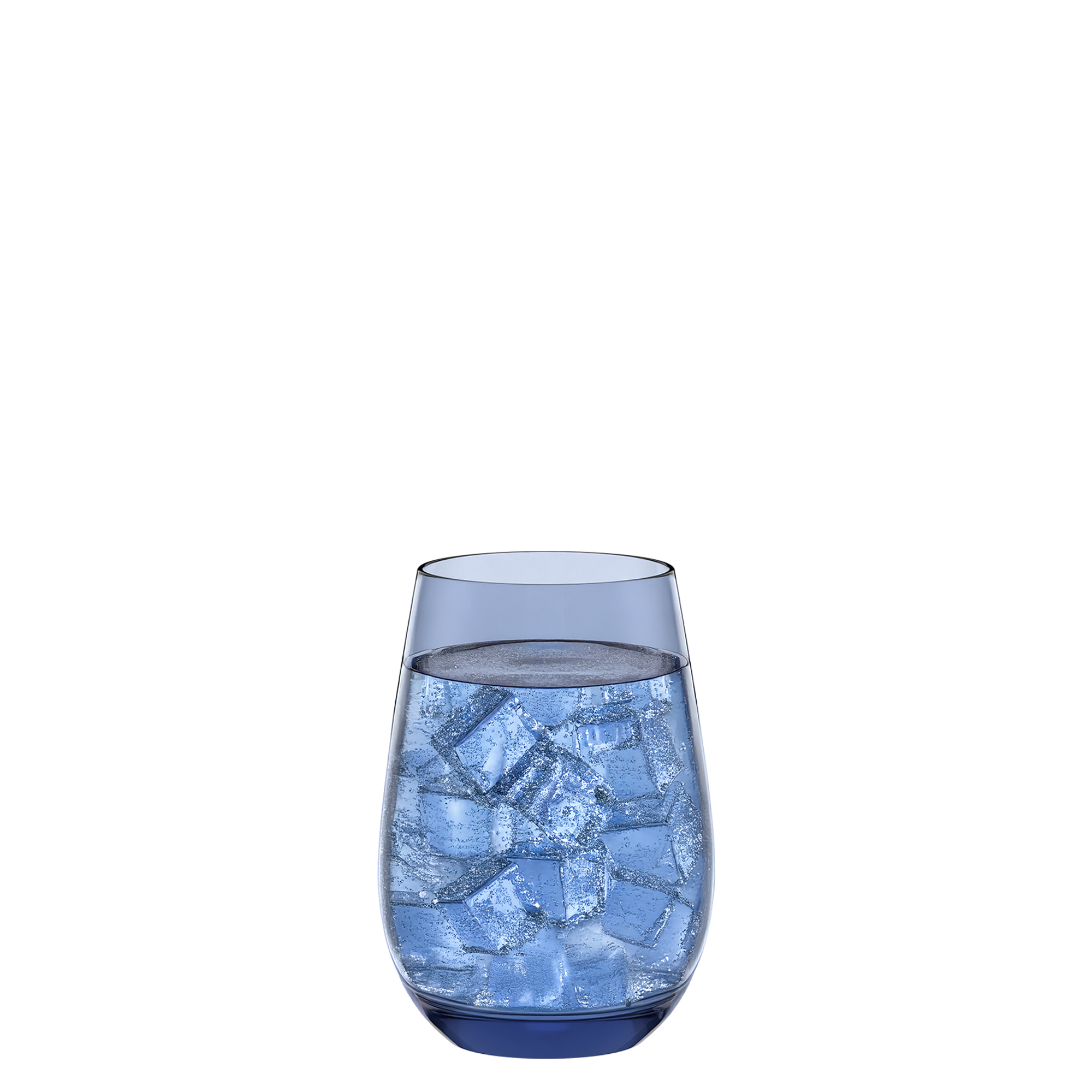 Funktionale Gläser Set online mit modernem Design, gefüllt mit Eiswürfeln und Wasser