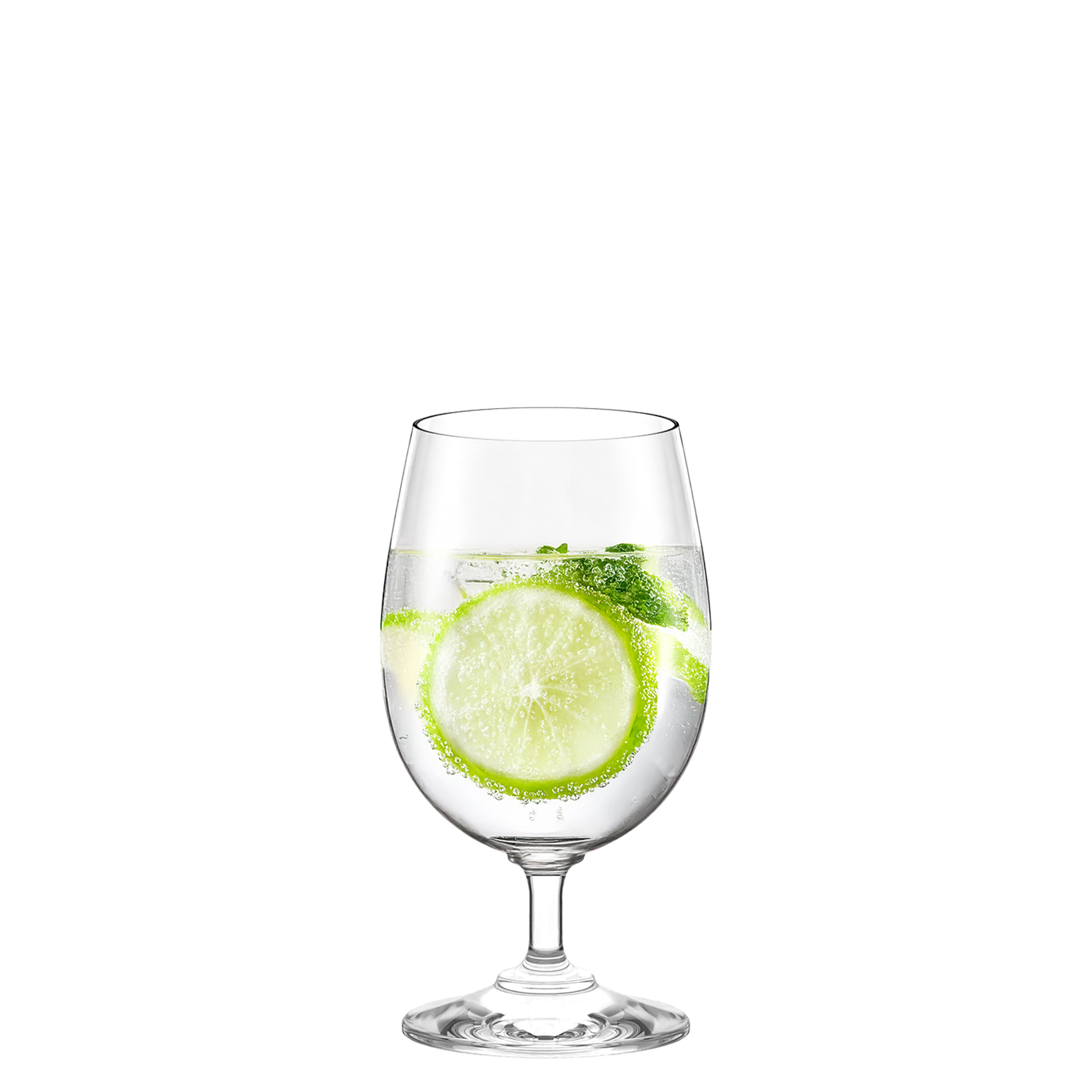 Elegantes Stölzle Lausitz Glas für Getränke mit Limetten und frischen Kräutern, Gläser Made in Germany